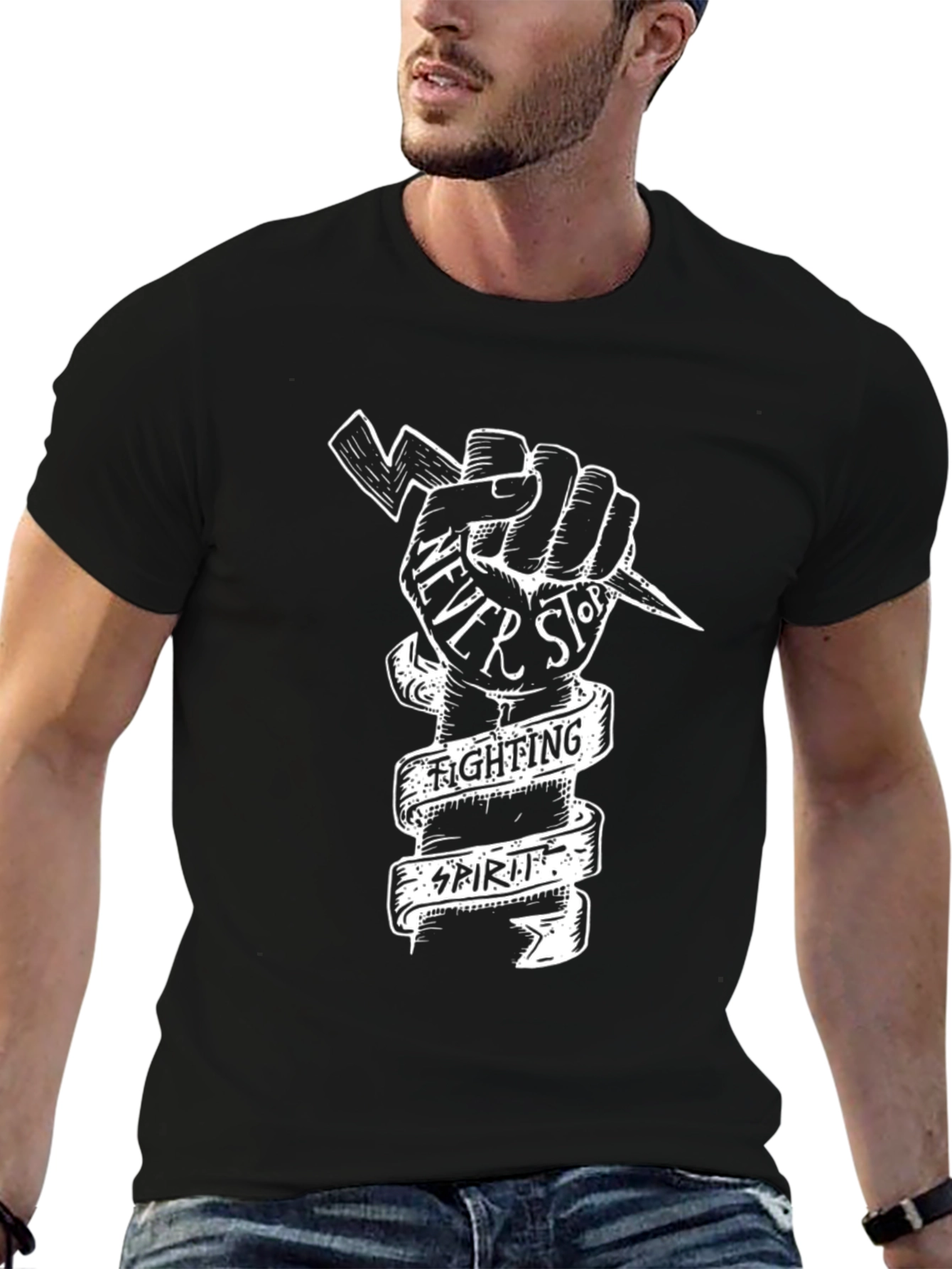 Never Stop Fighting Spirit Graphic T-Shirt