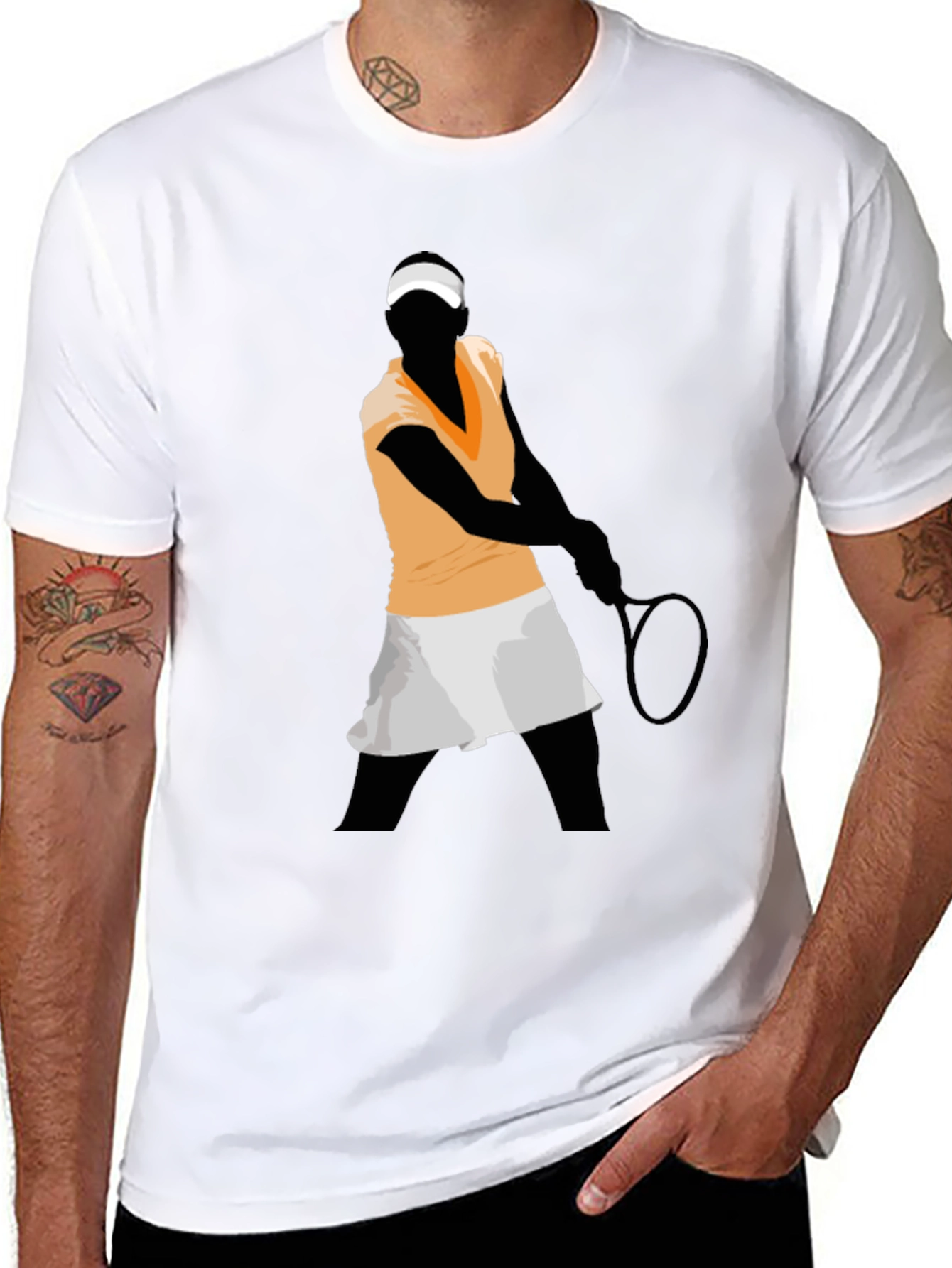 Tennis Player Graphic Tee - Black Unisex T-Shirt
