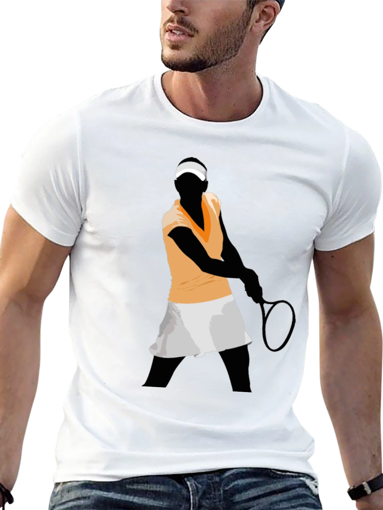 Tennis Player Graphic Tee - Black Unisex T-Shirt