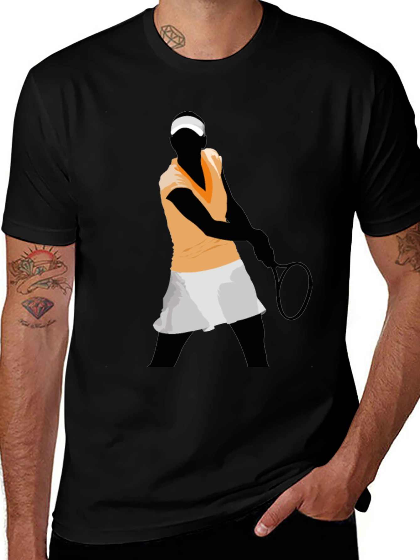Tennis Player Graphic Tee - Black Unisex T-Shirt