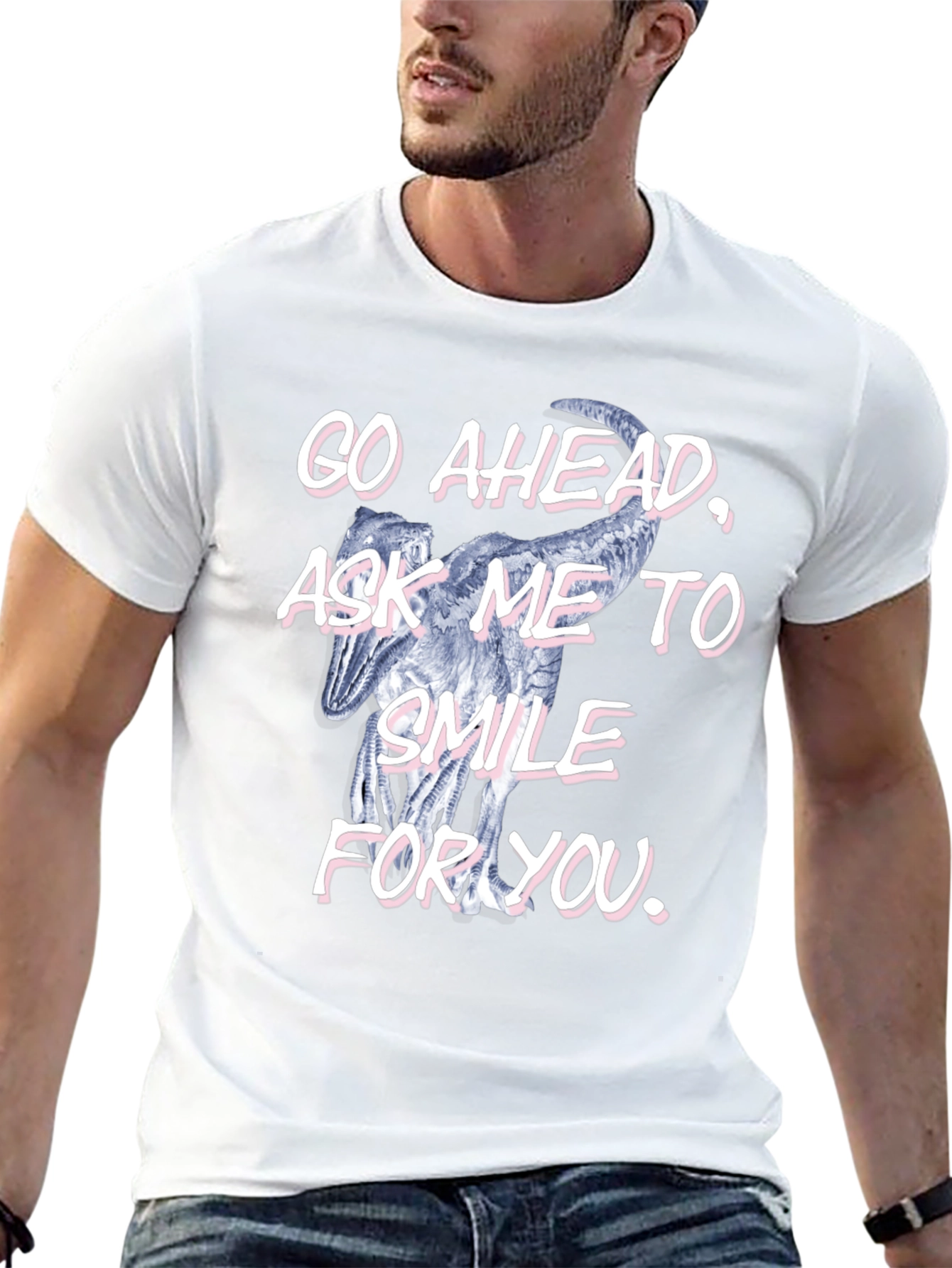 Dinosaur Smile Mens Black T-Shirt