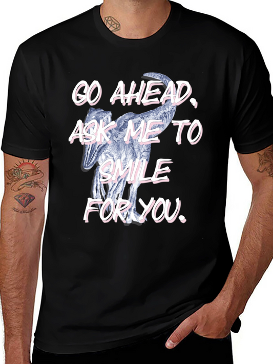 Dinosaur Smile Mens Black T-Shirt