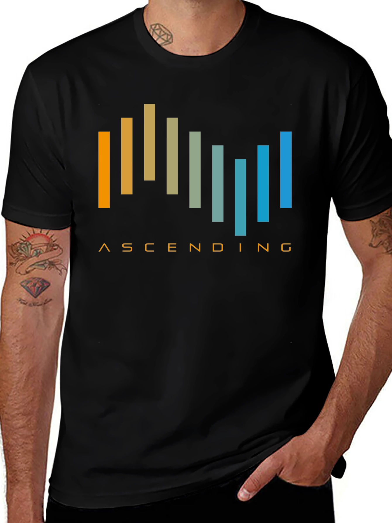 Ascending Bars Graphic Tee - Modern Design