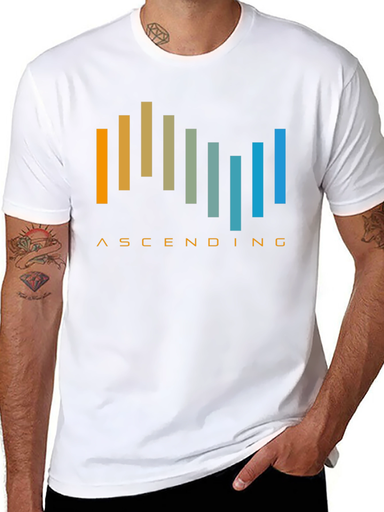 Ascending Bars Graphic Tee - Modern Design