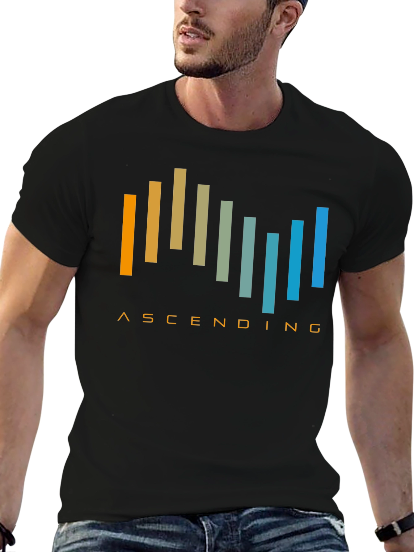 Ascending Bars Graphic Tee - Modern Design