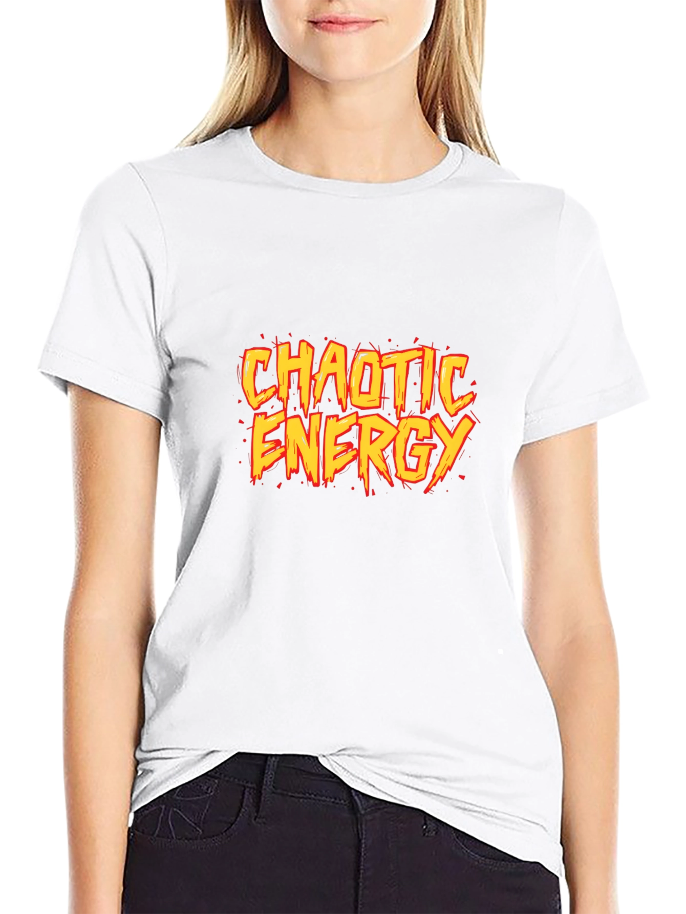 Chaotic Energy Graphic Print Black T-Shirt