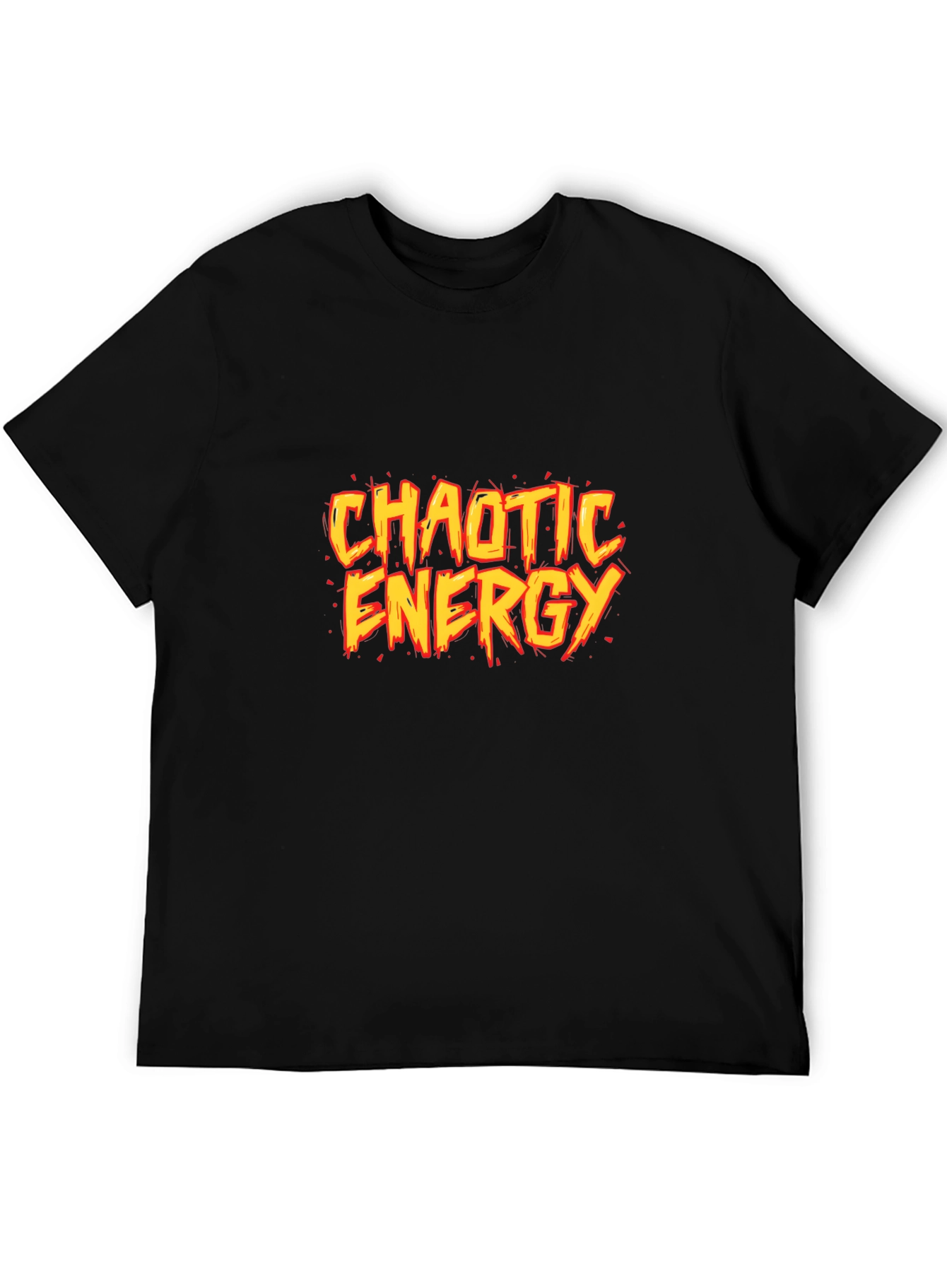 Chaotic Energy Graphic Print Black T-Shirt