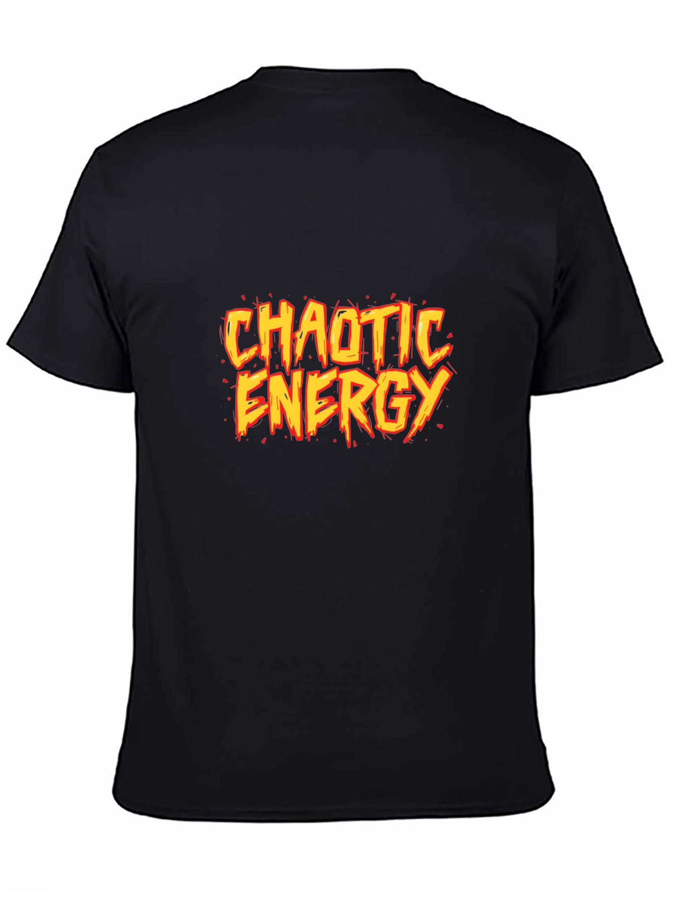 Chaotic Energy Graphic Print Black T-Shirt