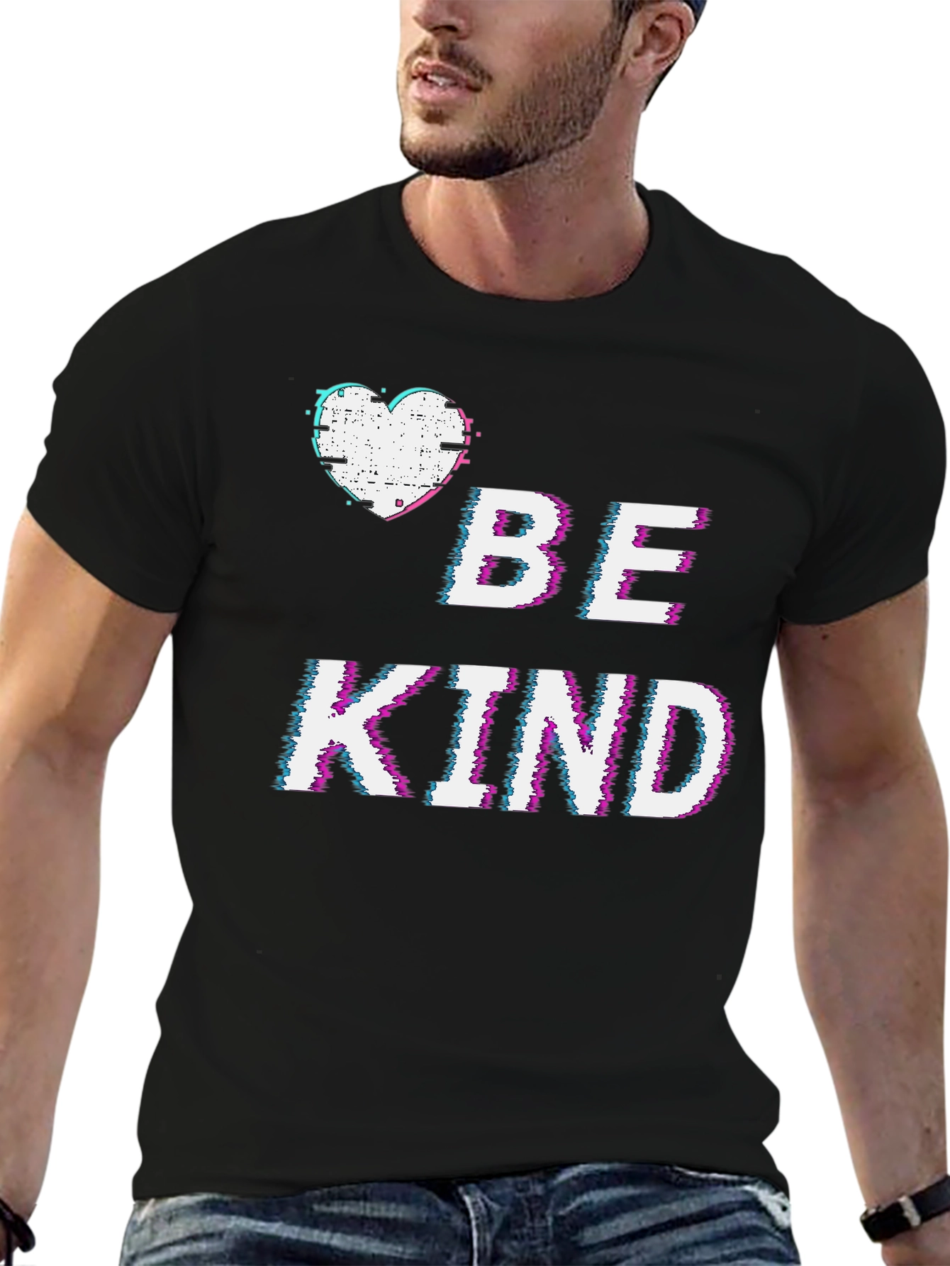 Be Kind Glitch T-Shirt - Heart Graphic Tee