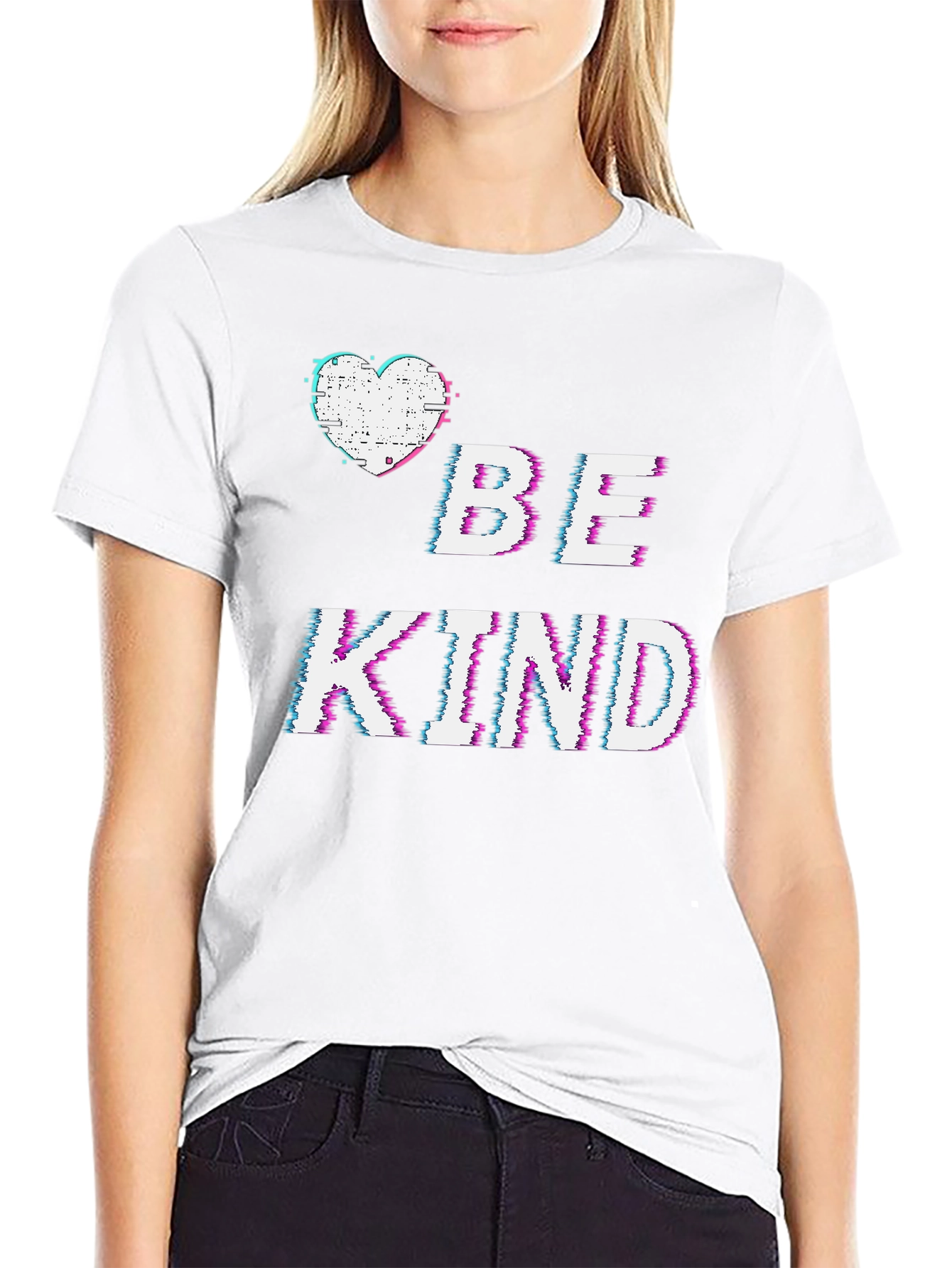 Be Kind Glitch T-Shirt - Heart Graphic Tee