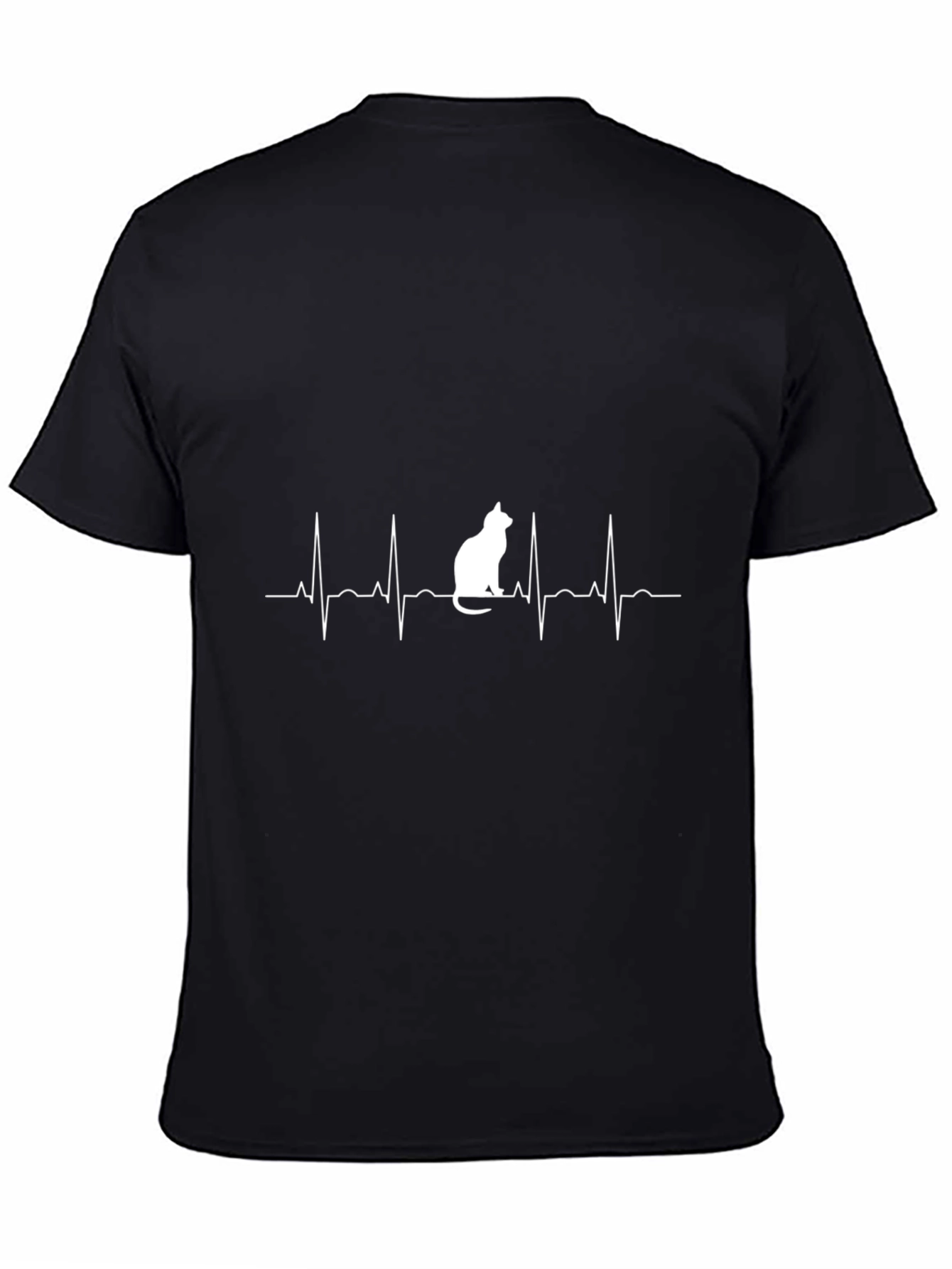Cat Heartbeat T-Shirt - Black Graphic Tee