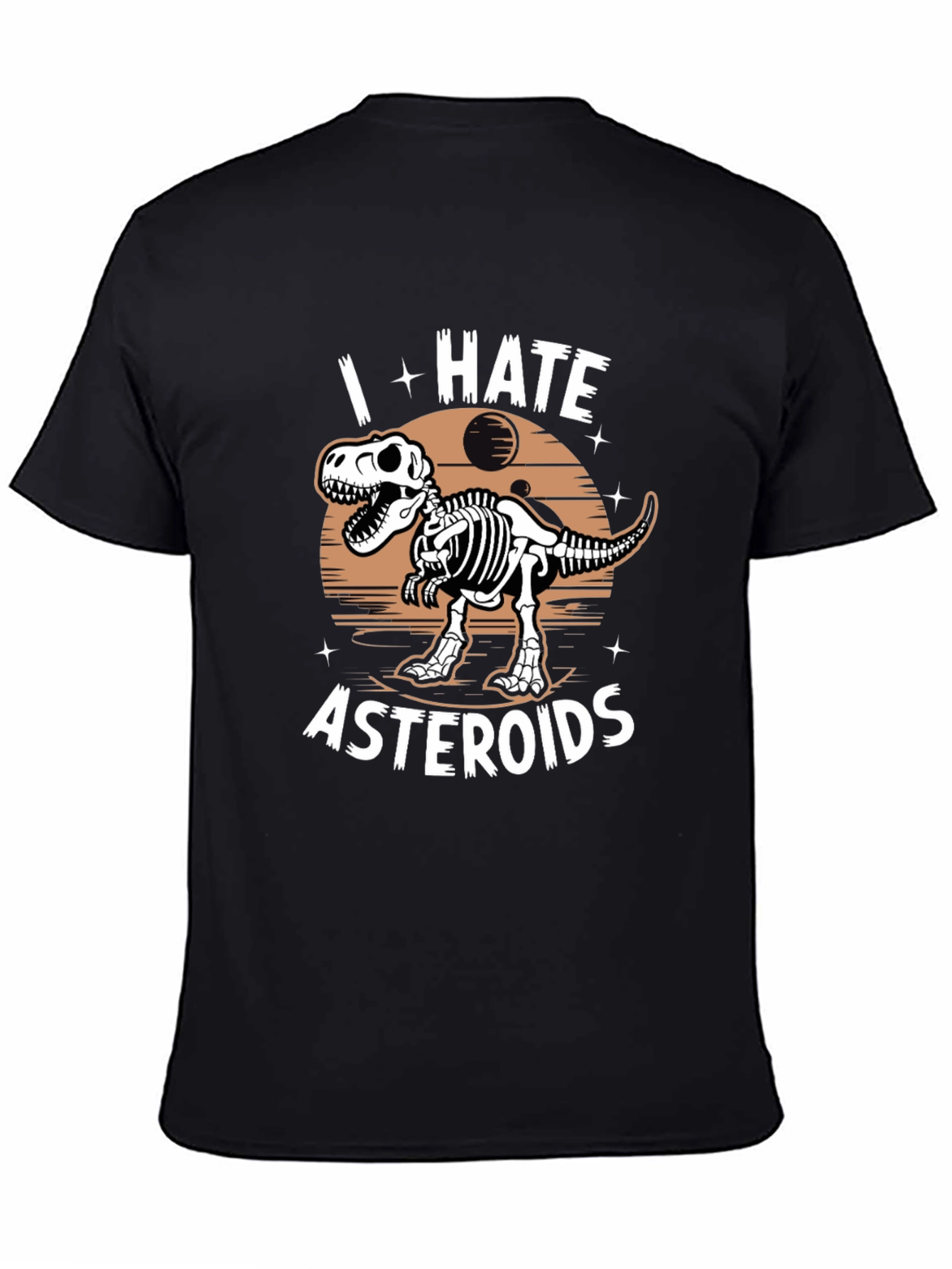 I Hate Asteroids Dinosaur T-Shirt - Black