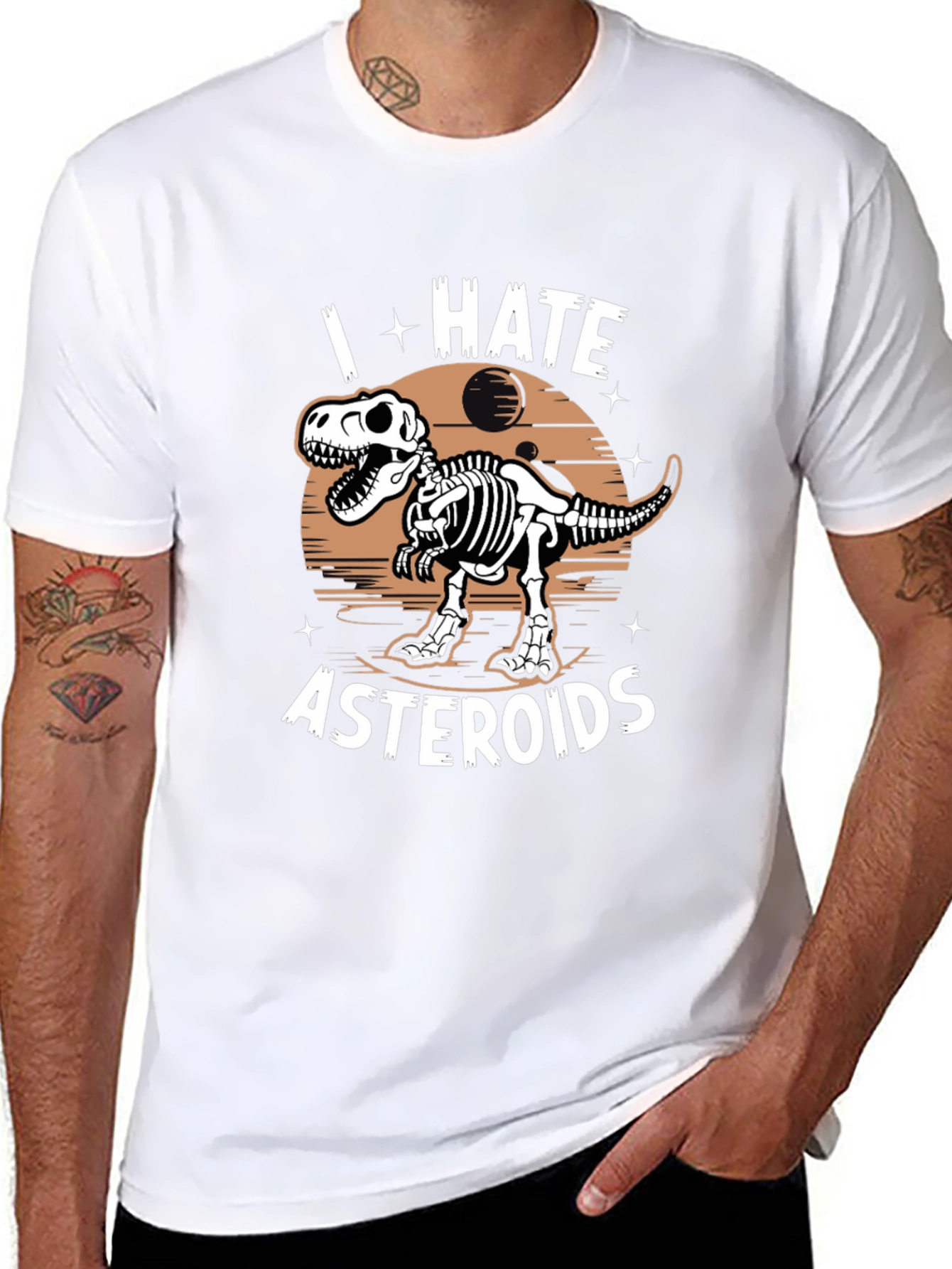 I Hate Asteroids Dinosaur T-Shirt - Black