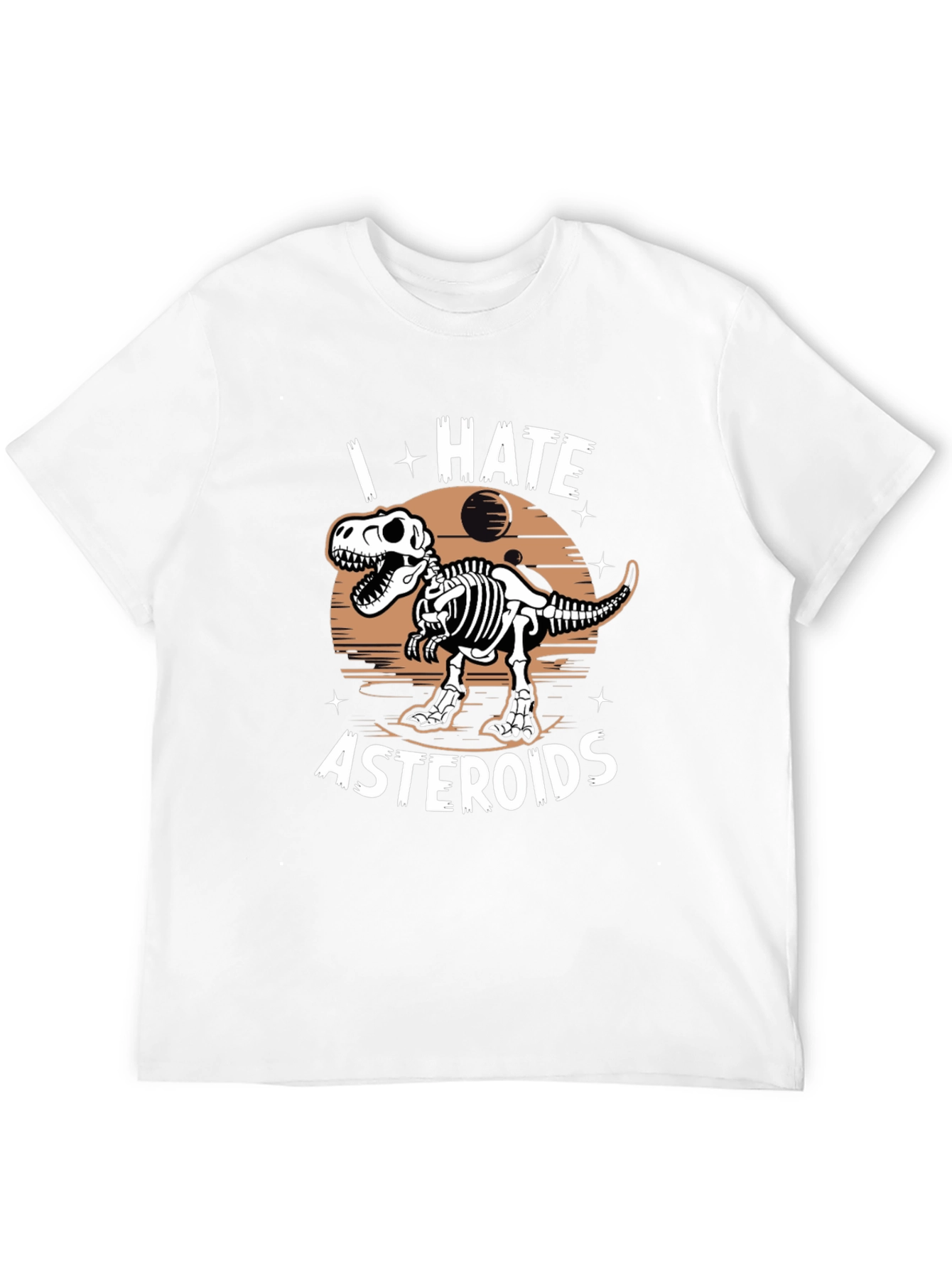I Hate Asteroids Dinosaur T-Shirt - Black