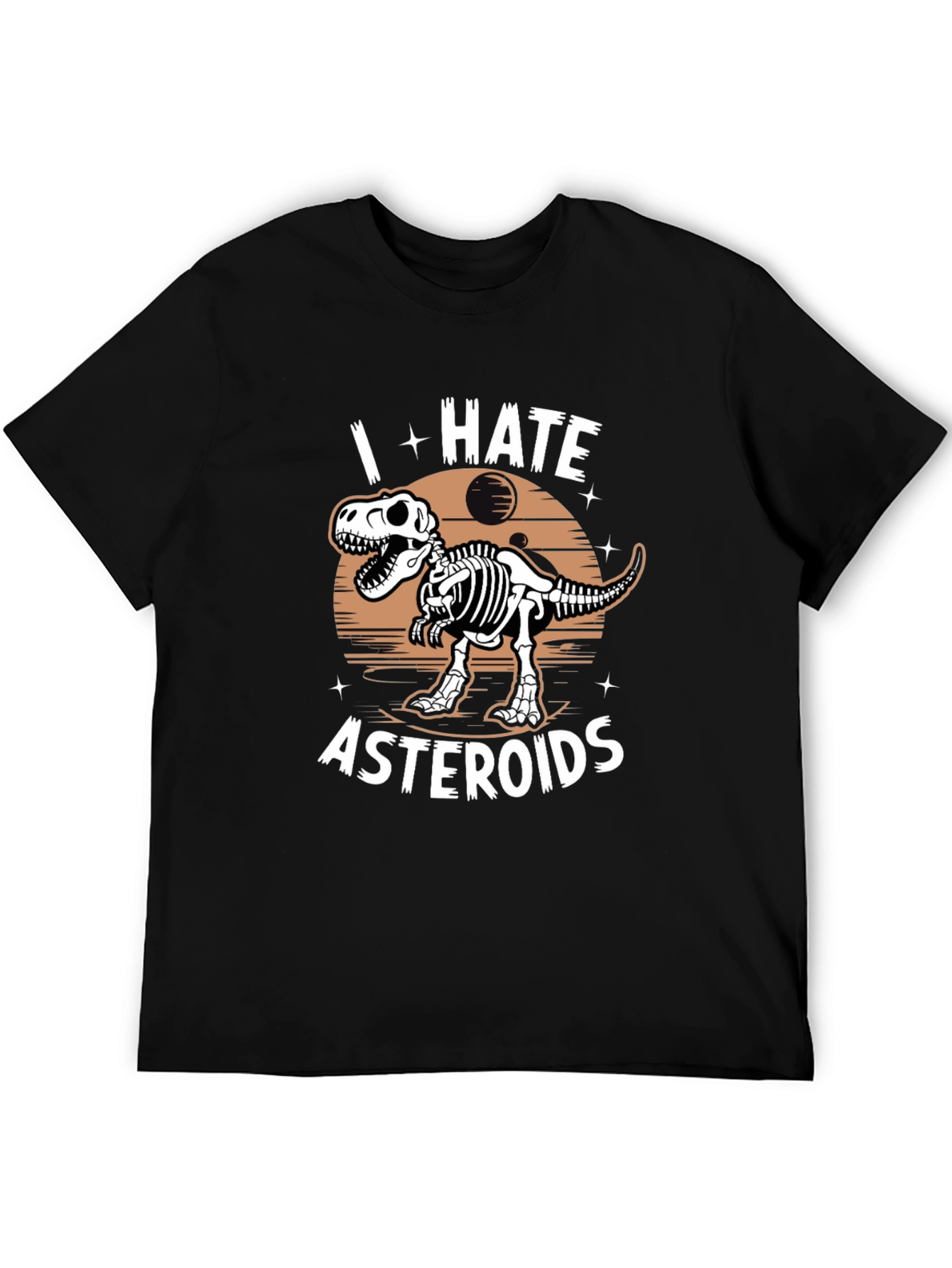 I Hate Asteroids Dinosaur T-Shirt - Black