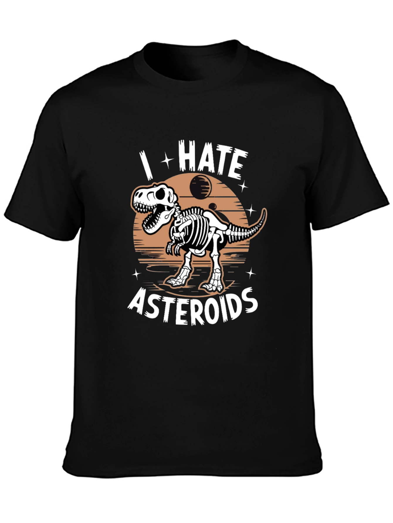 I Hate Asteroids Dinosaur T-Shirt - Black