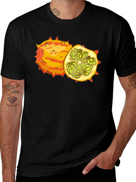 Kiwano Horned Melon Graphic Tee - Black Cotton T-Shirt