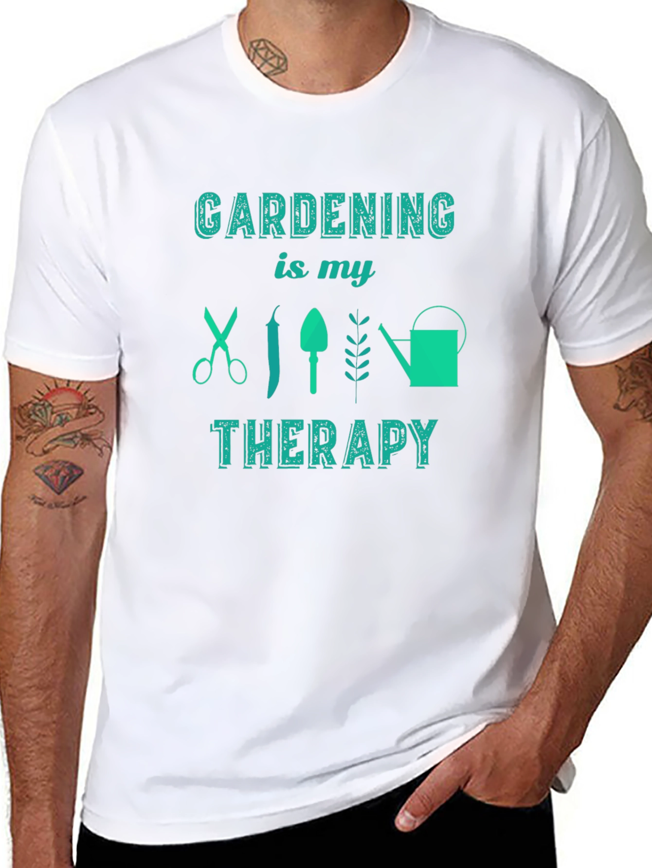 Gardening is My Therapy Black Graphic Tee