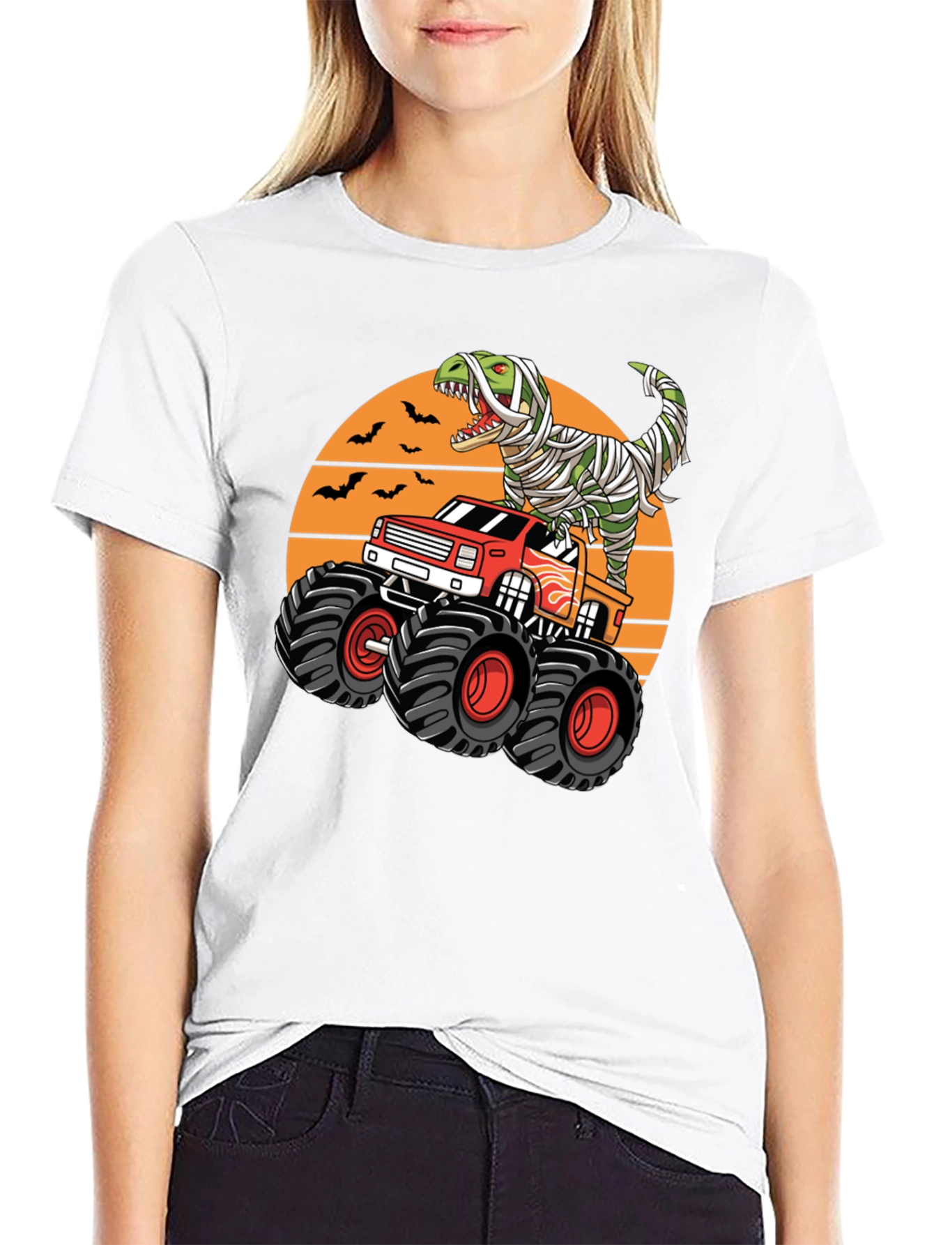 Dino Mummy Monster Truck T-Shirt - Halloween Ride!