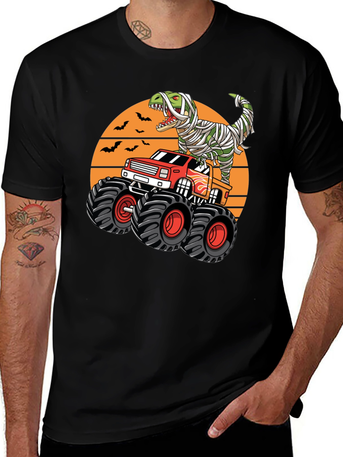 Dino Mummy Monster Truck T-Shirt - Halloween Ride!
