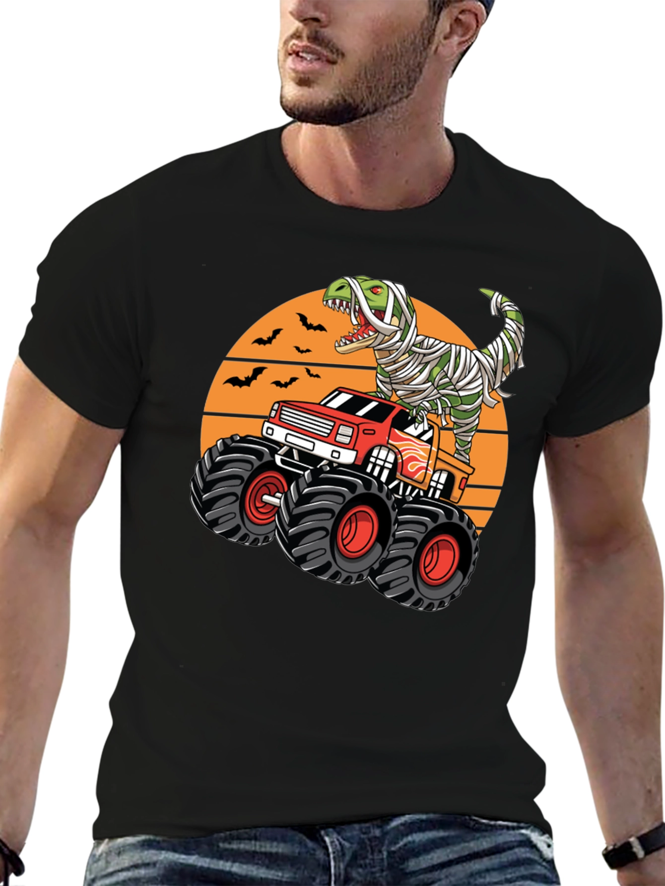 Dino Mummy Monster Truck T-Shirt - Halloween Ride!