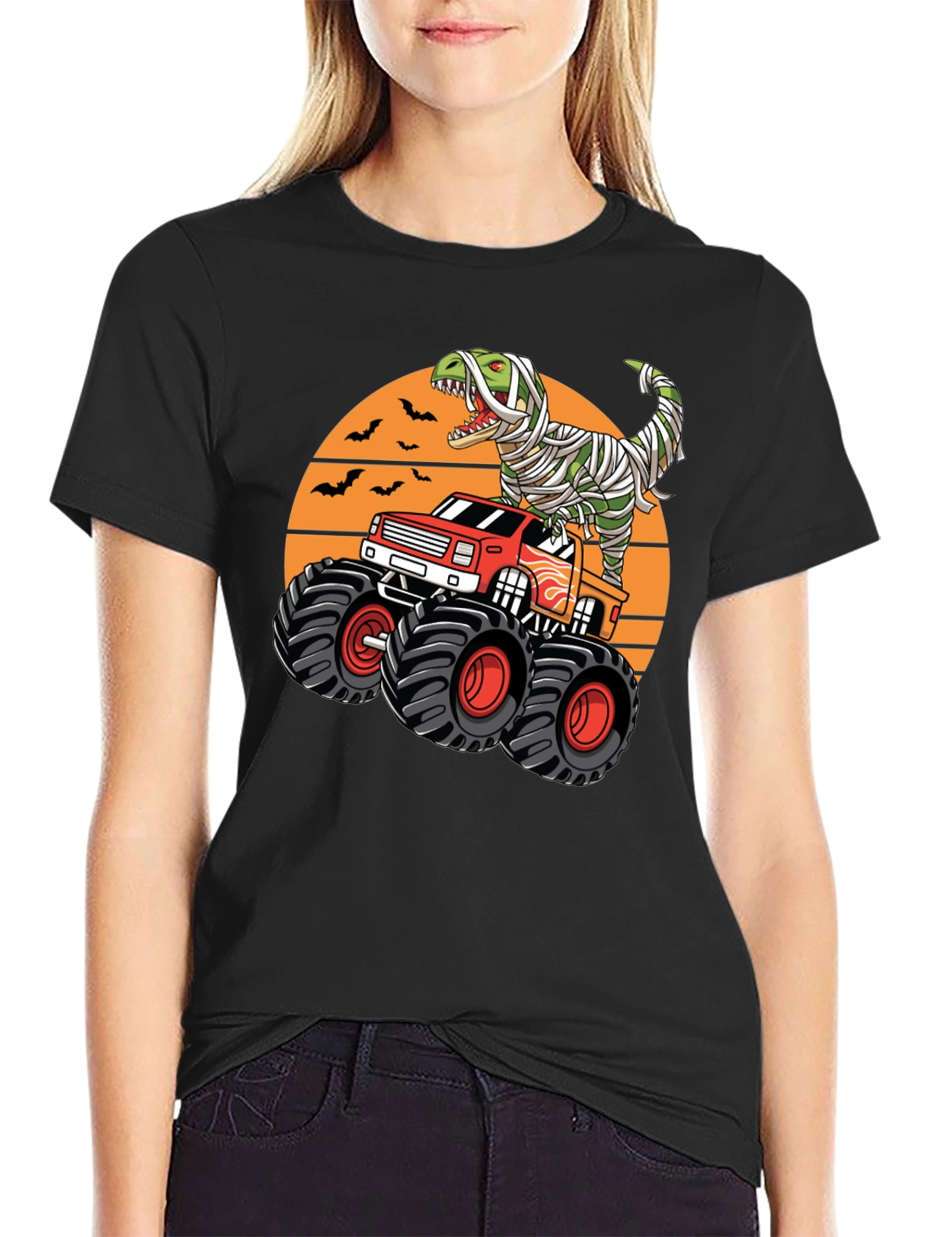 Dino Mummy Monster Truck T-Shirt - Halloween Ride!