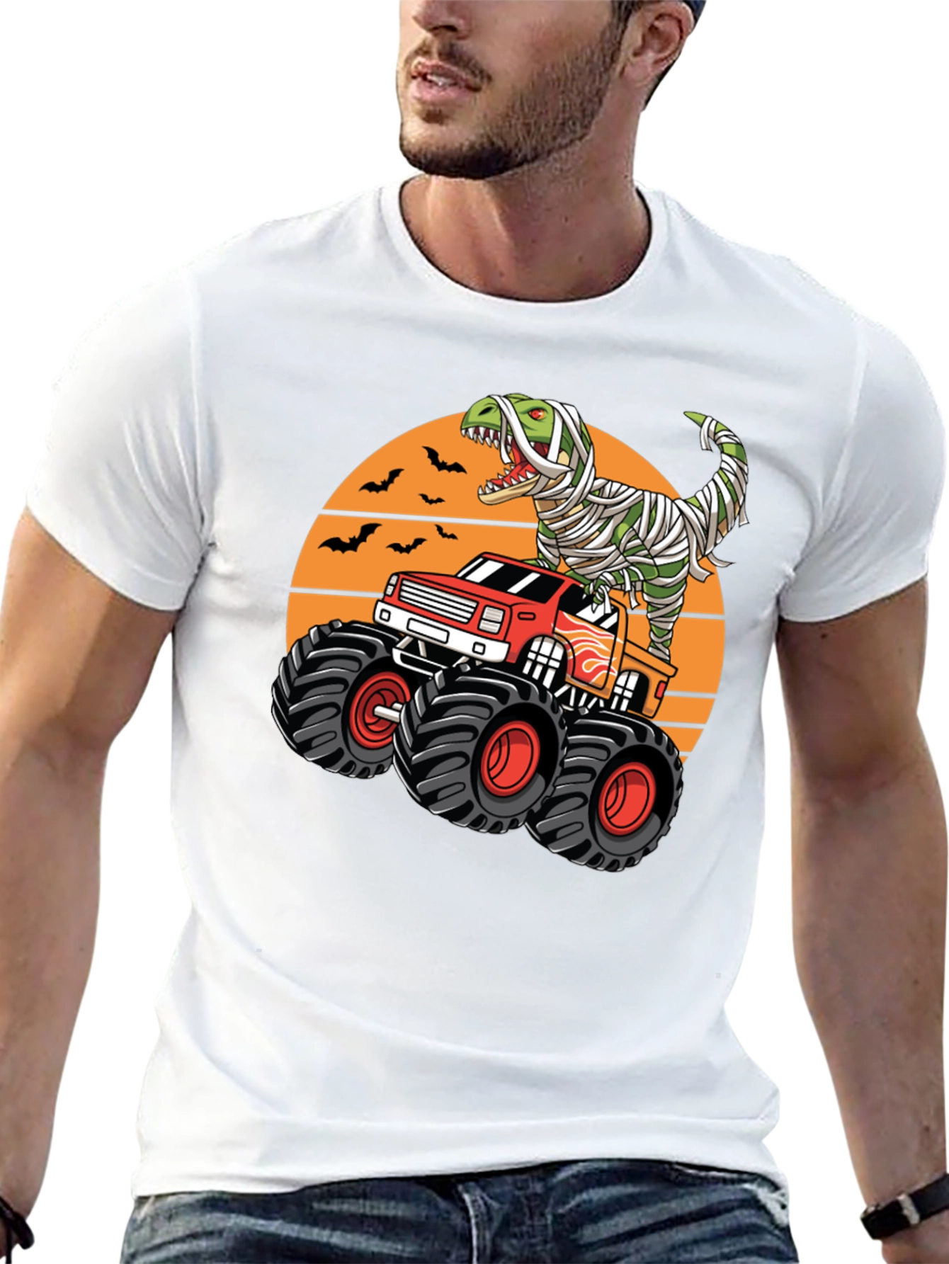 Dino Mummy Monster Truck T-Shirt - Halloween Ride!