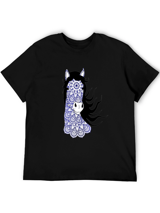 Horse Mandala Graphic Tee - Black