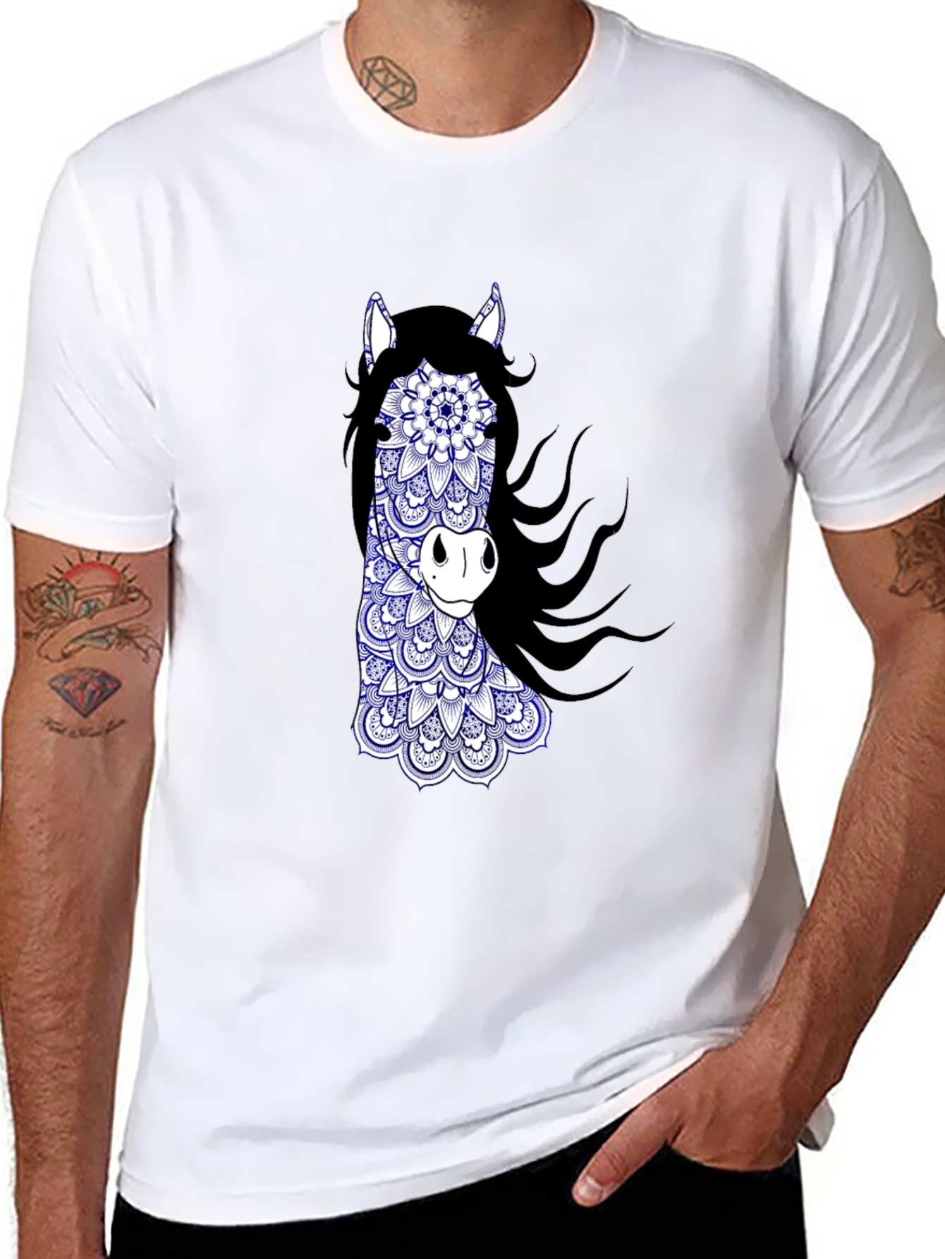 Horse Mandala Graphic Tee - Black