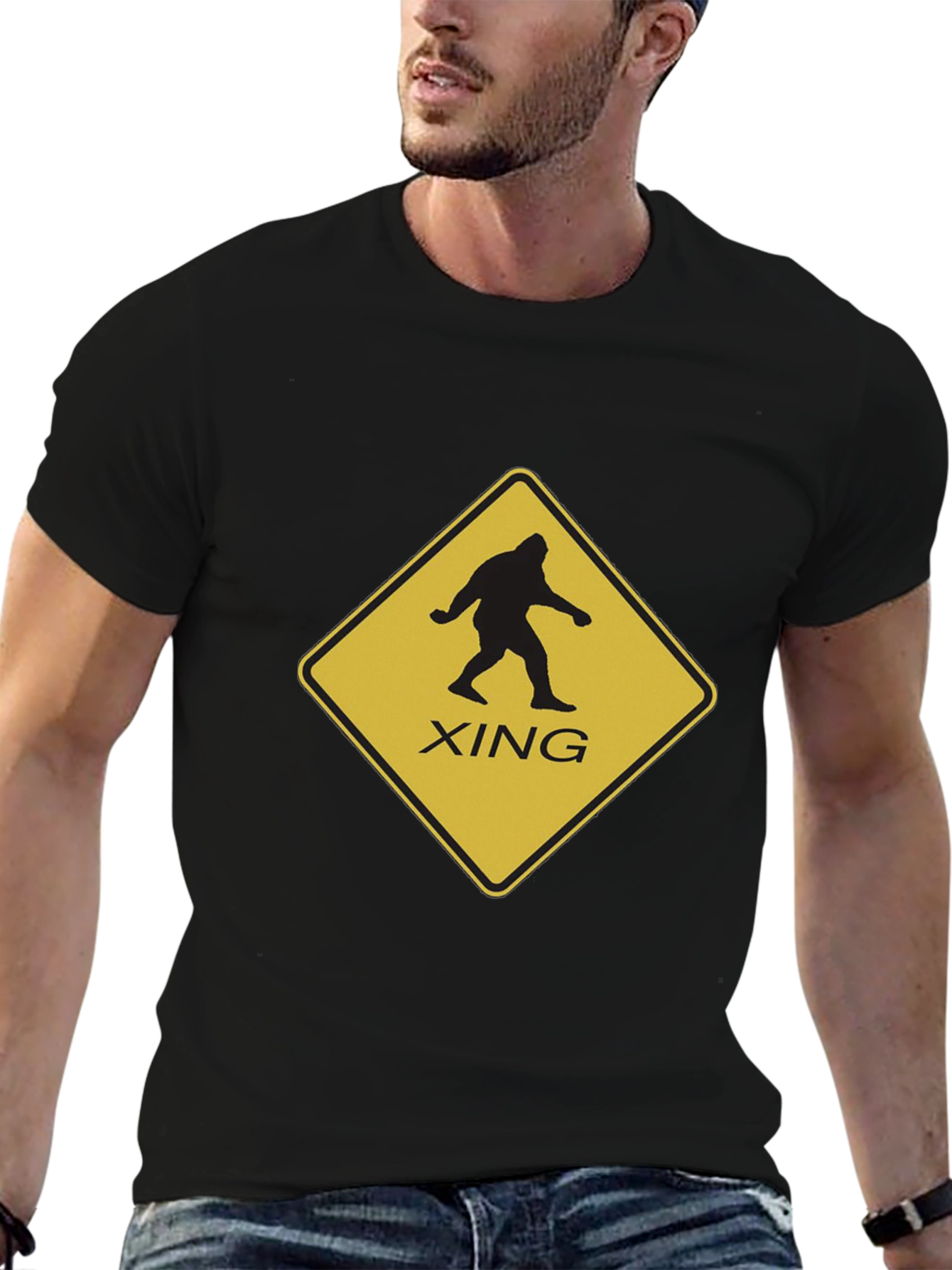 Sasquatch Crossing Mens Black T-Shirt