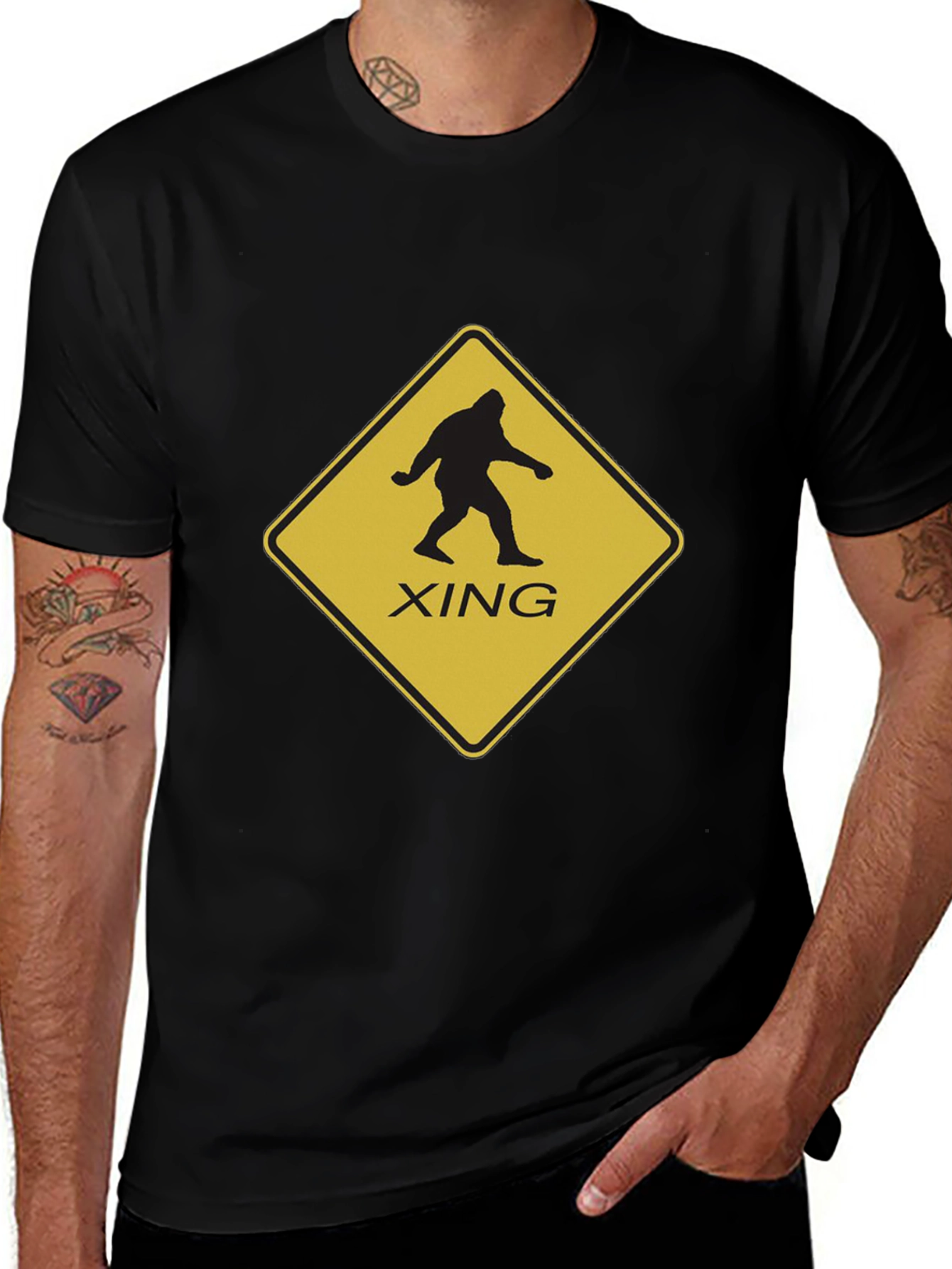 Sasquatch Crossing Mens Black T-Shirt