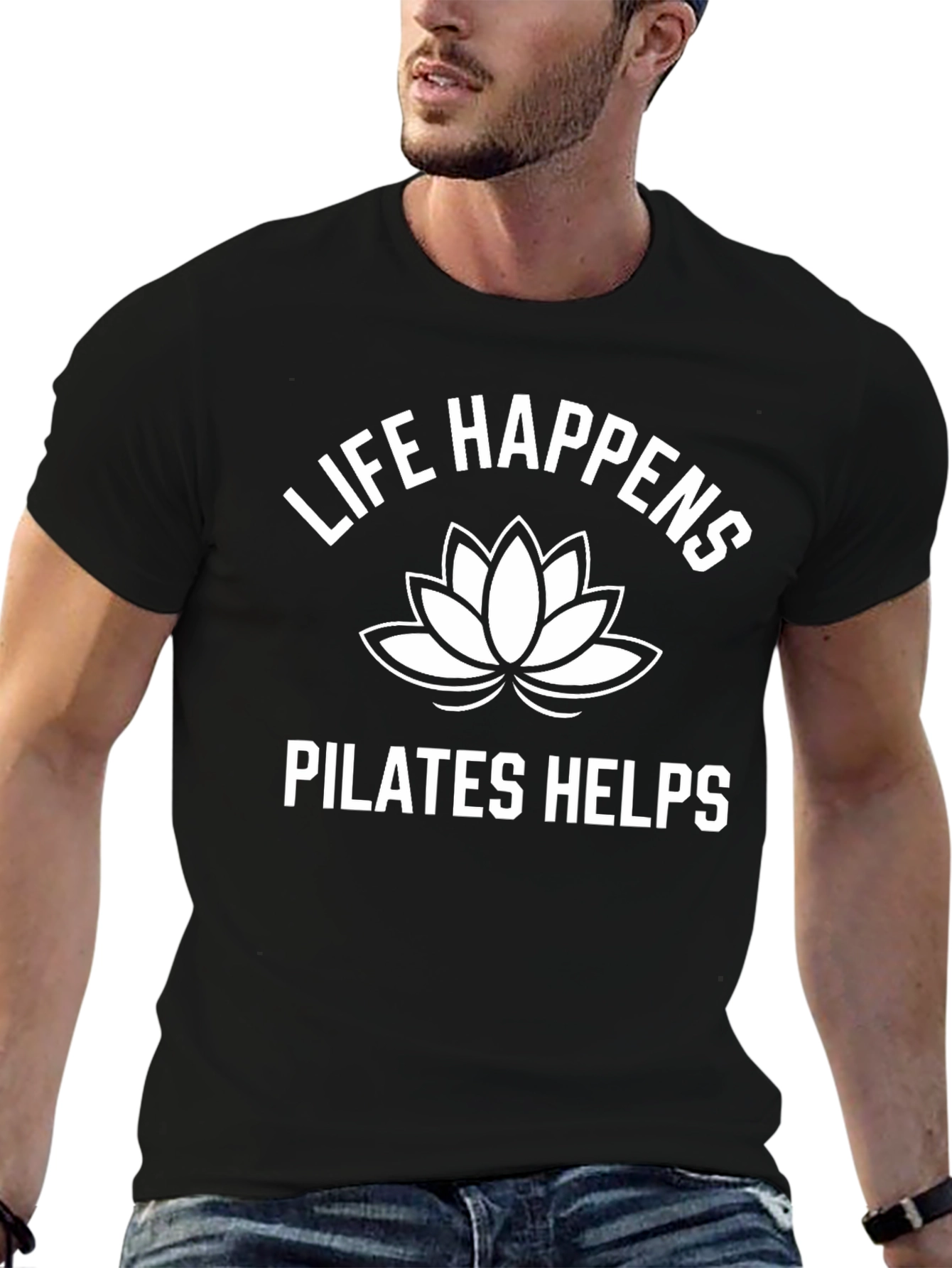 Life Happens Pilates Helps Black T-Shirt