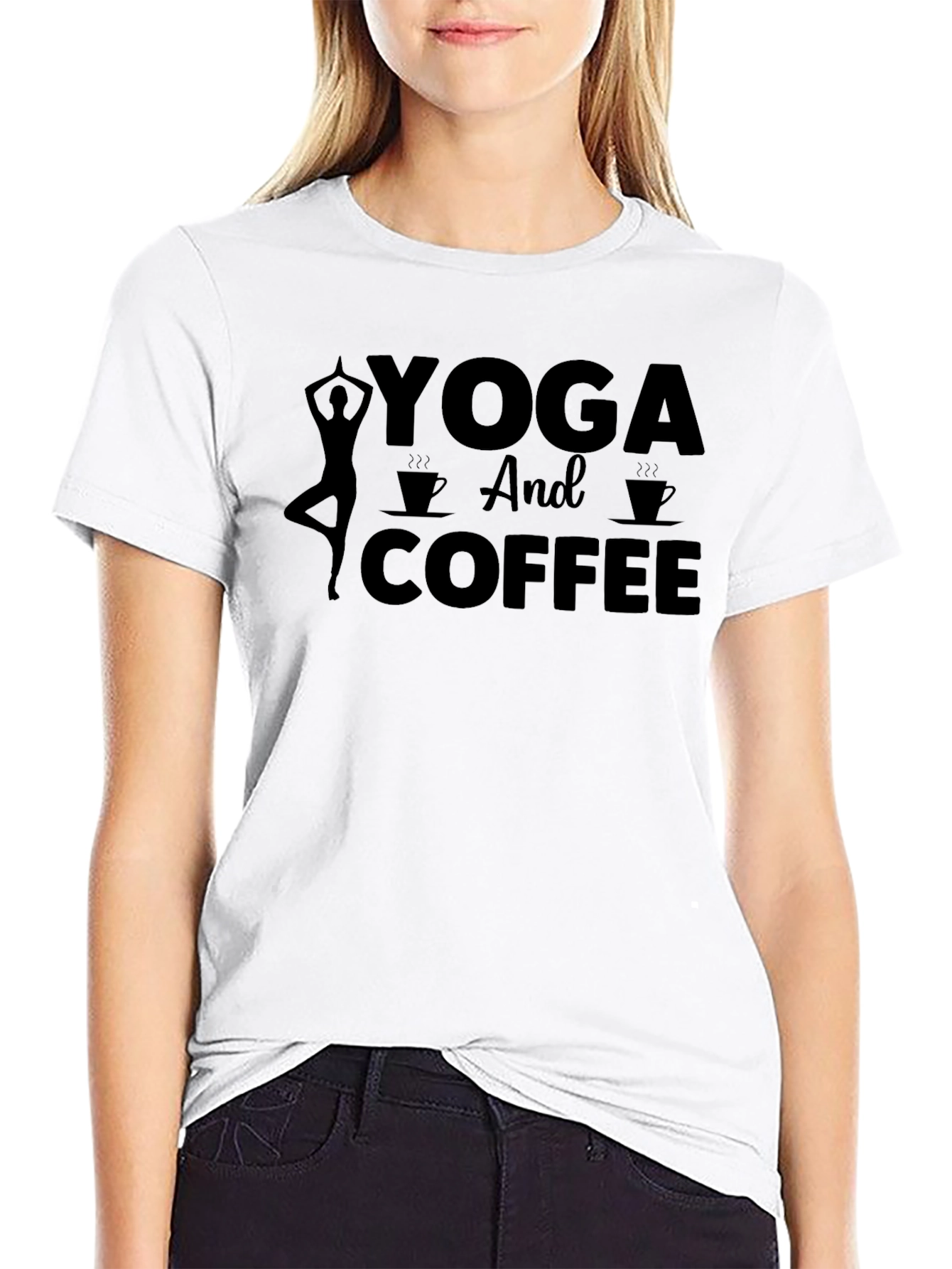 Yoga and Coffee Black Graphic Tee