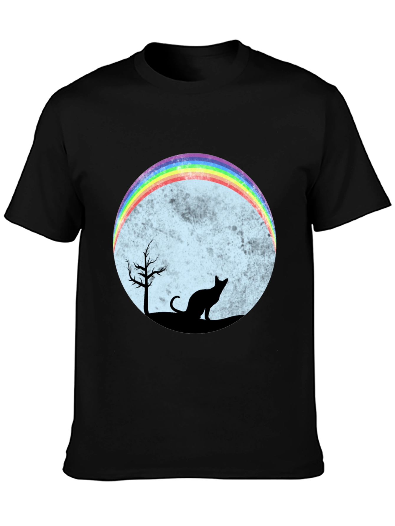 Rainbow Cat Silhouette Graphic T-Shirt