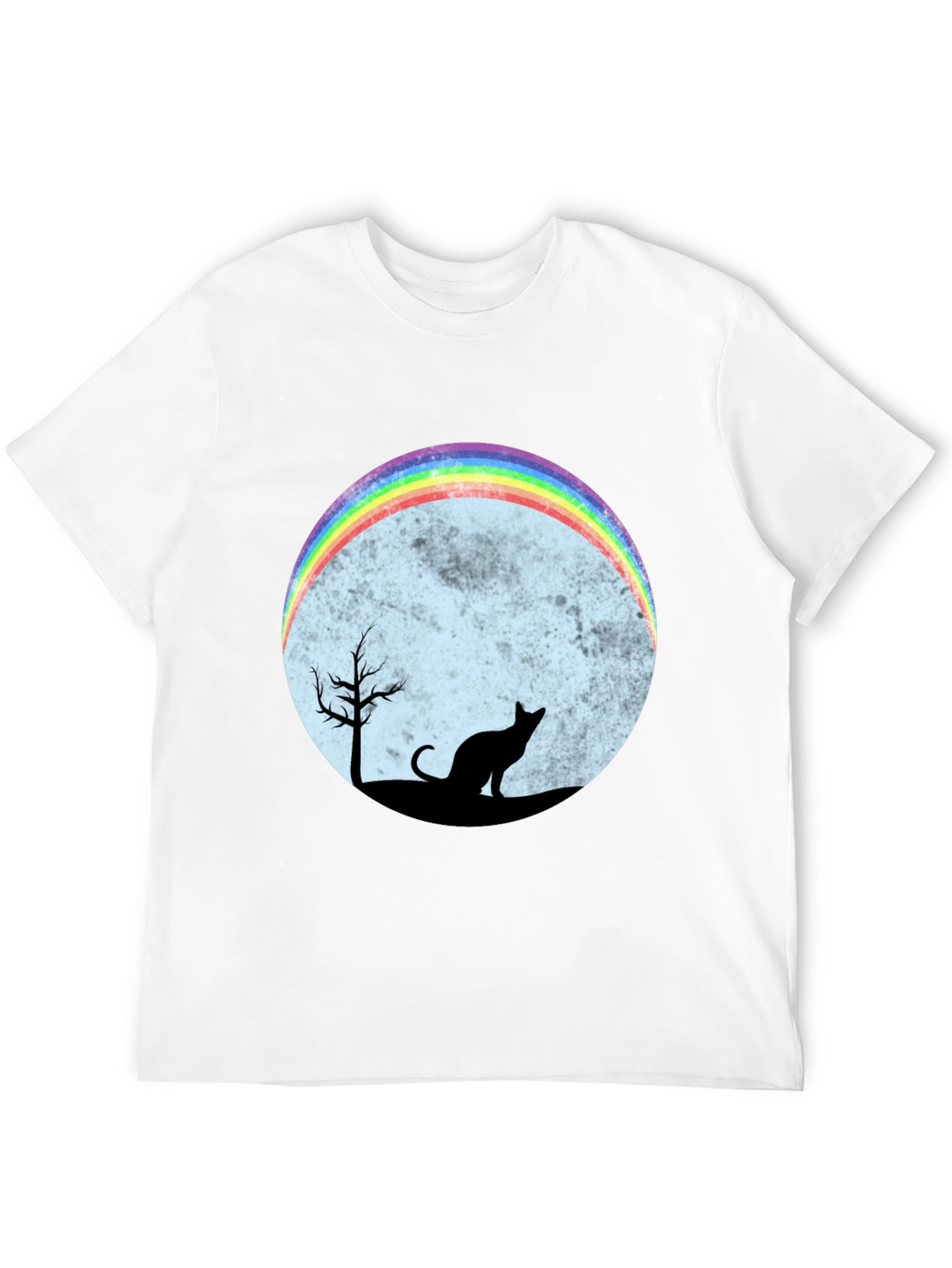 Rainbow Cat Silhouette Graphic T-Shirt