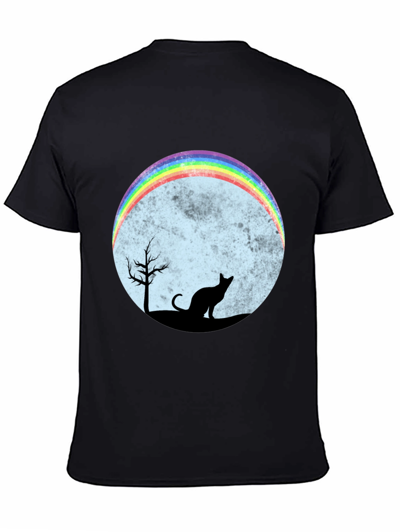 Rainbow Cat Silhouette Graphic T-Shirt