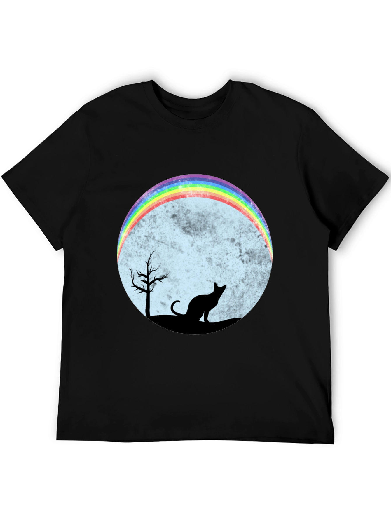 Rainbow Cat Silhouette Graphic T-Shirt