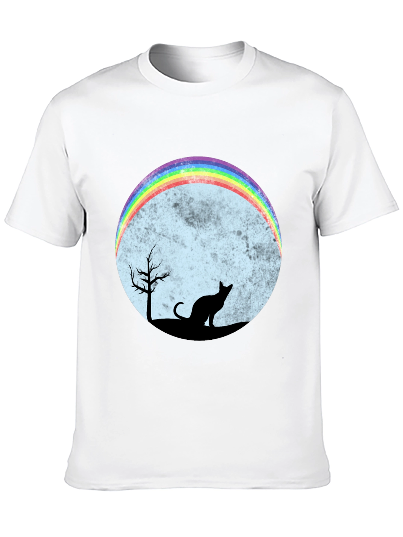 Rainbow Cat Silhouette Graphic T-Shirt