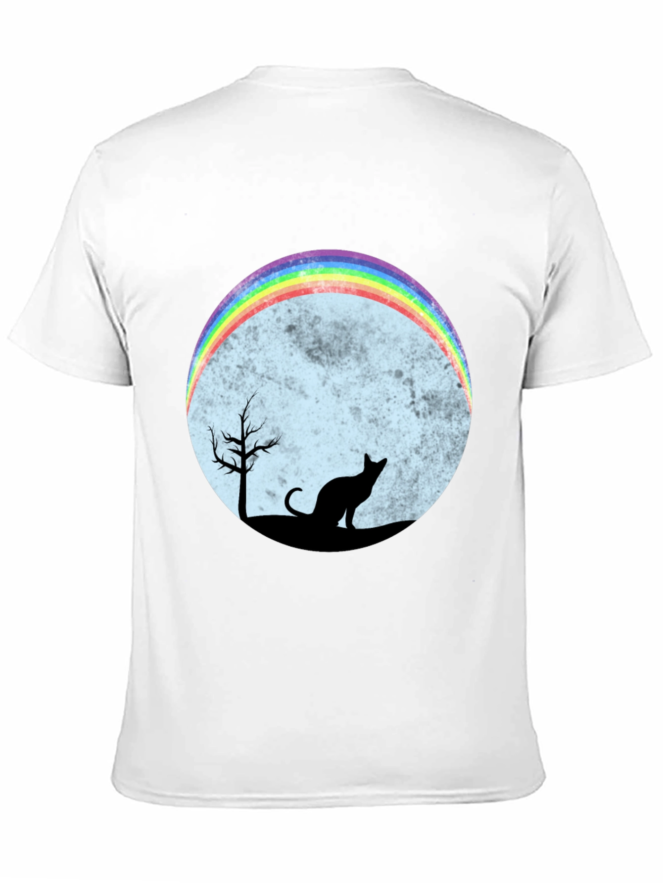 Rainbow Cat Silhouette Graphic T-Shirt