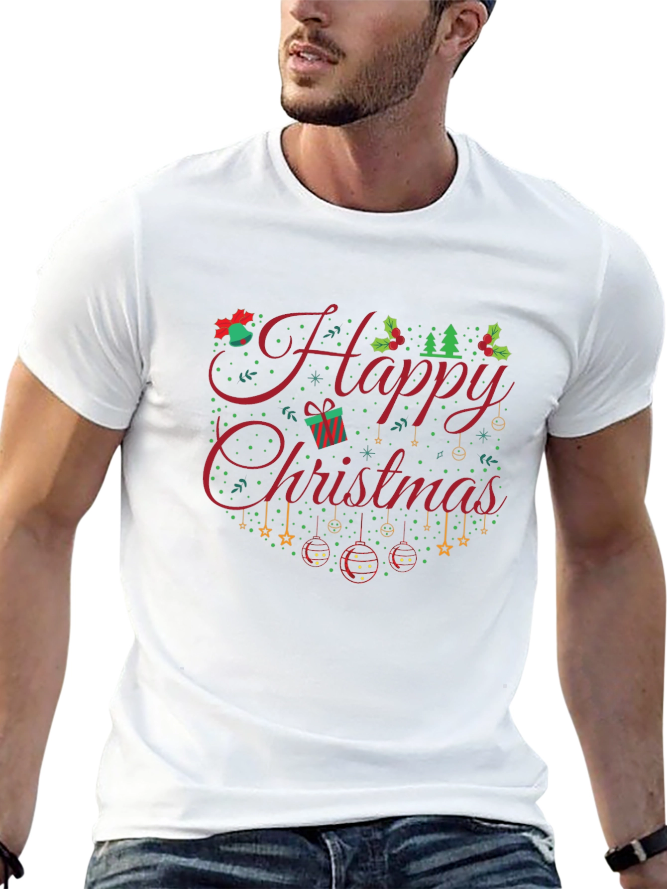 Festive Happy Christmas Graphic T-Shirt