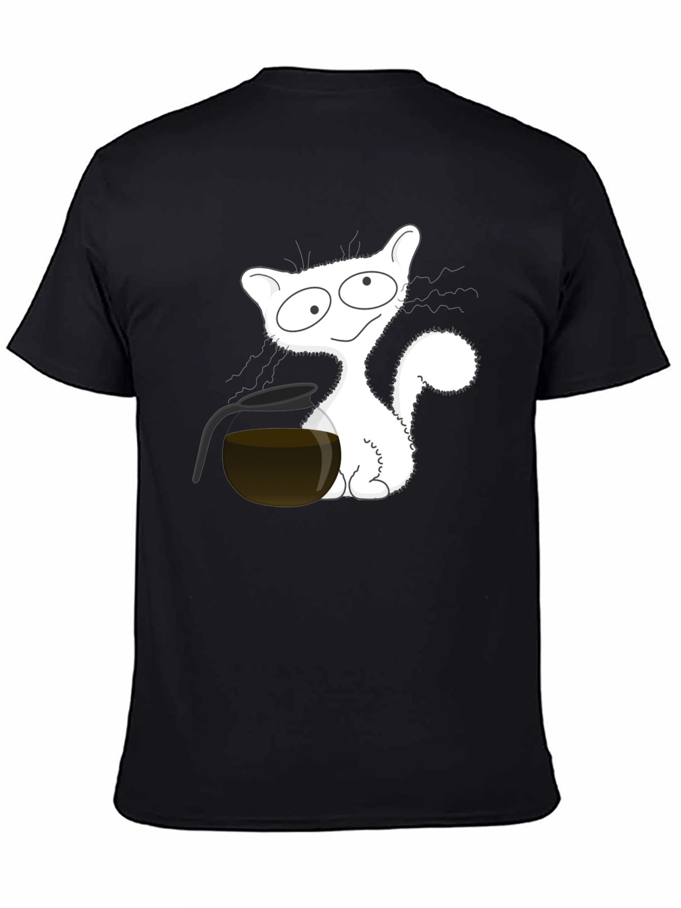 Funny Cat Coffee T-Shirt - Black Cotton Tee