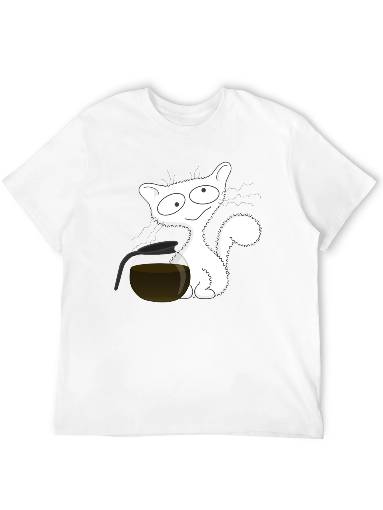 Funny Cat Coffee T-Shirt - Black Cotton Tee