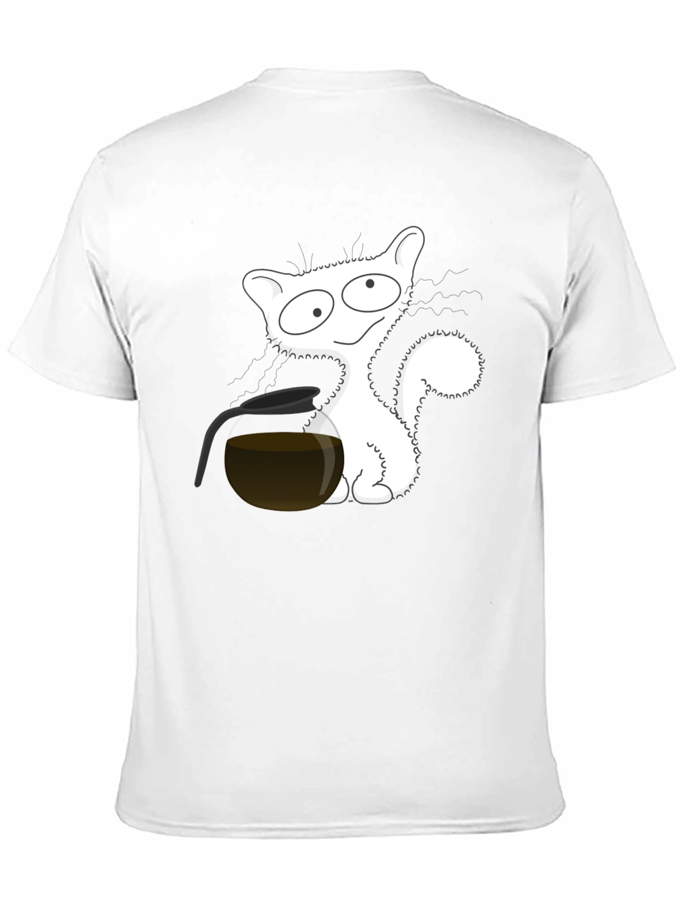Funny Cat Coffee T-Shirt - Black Cotton Tee