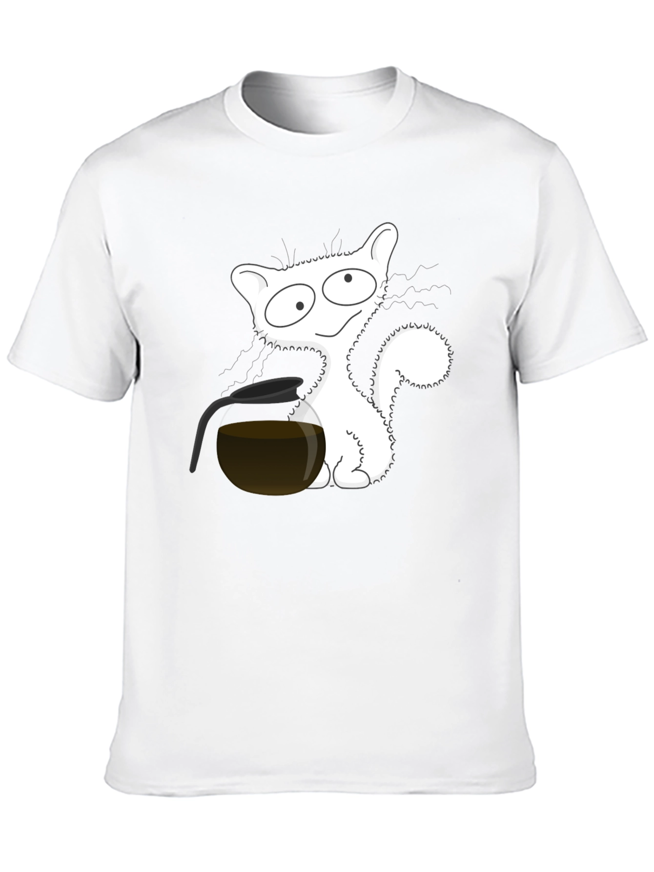 Funny Cat Coffee T-Shirt - Black Cotton Tee