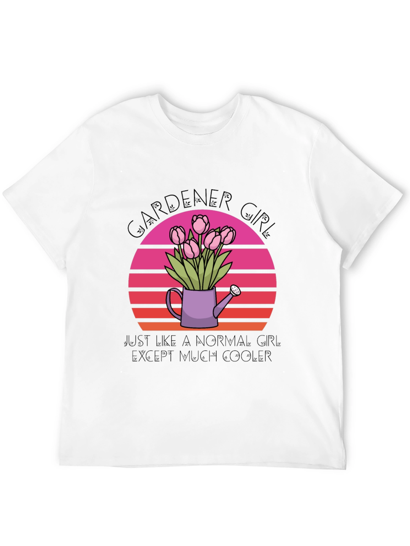 Gardener Girl T-Shirt - Floral Sunset Design