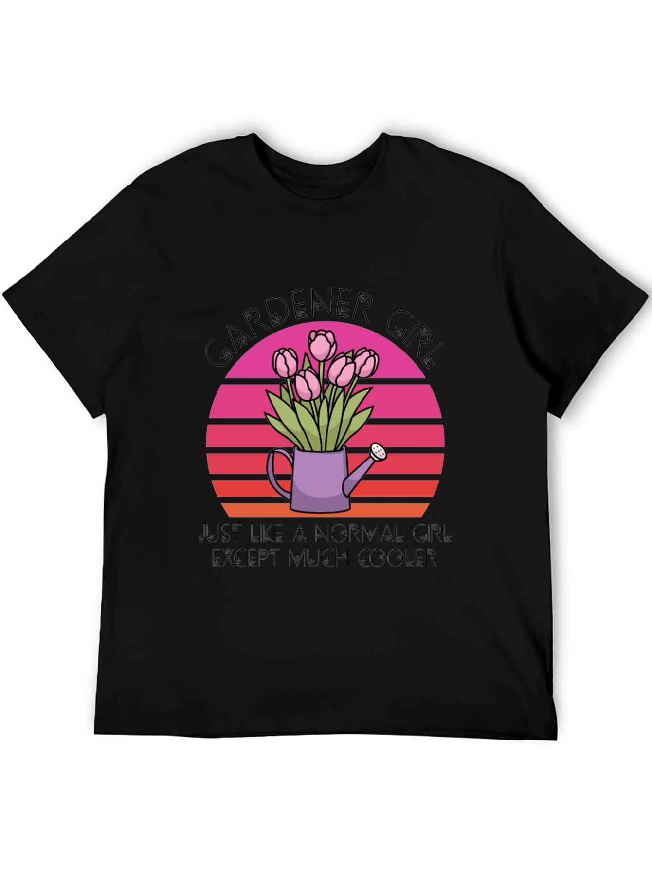 Gardener Girl T-Shirt - Floral Sunset Design