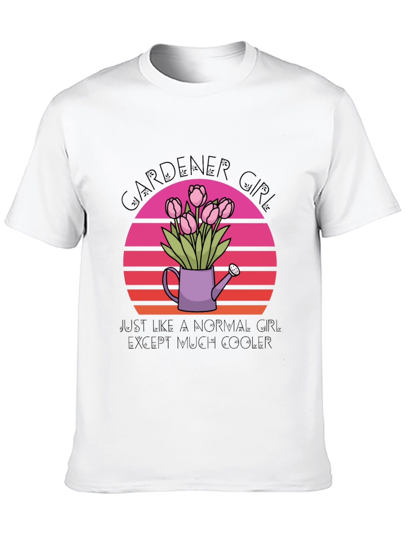 Gardener Girl T-Shirt - Floral Sunset Design