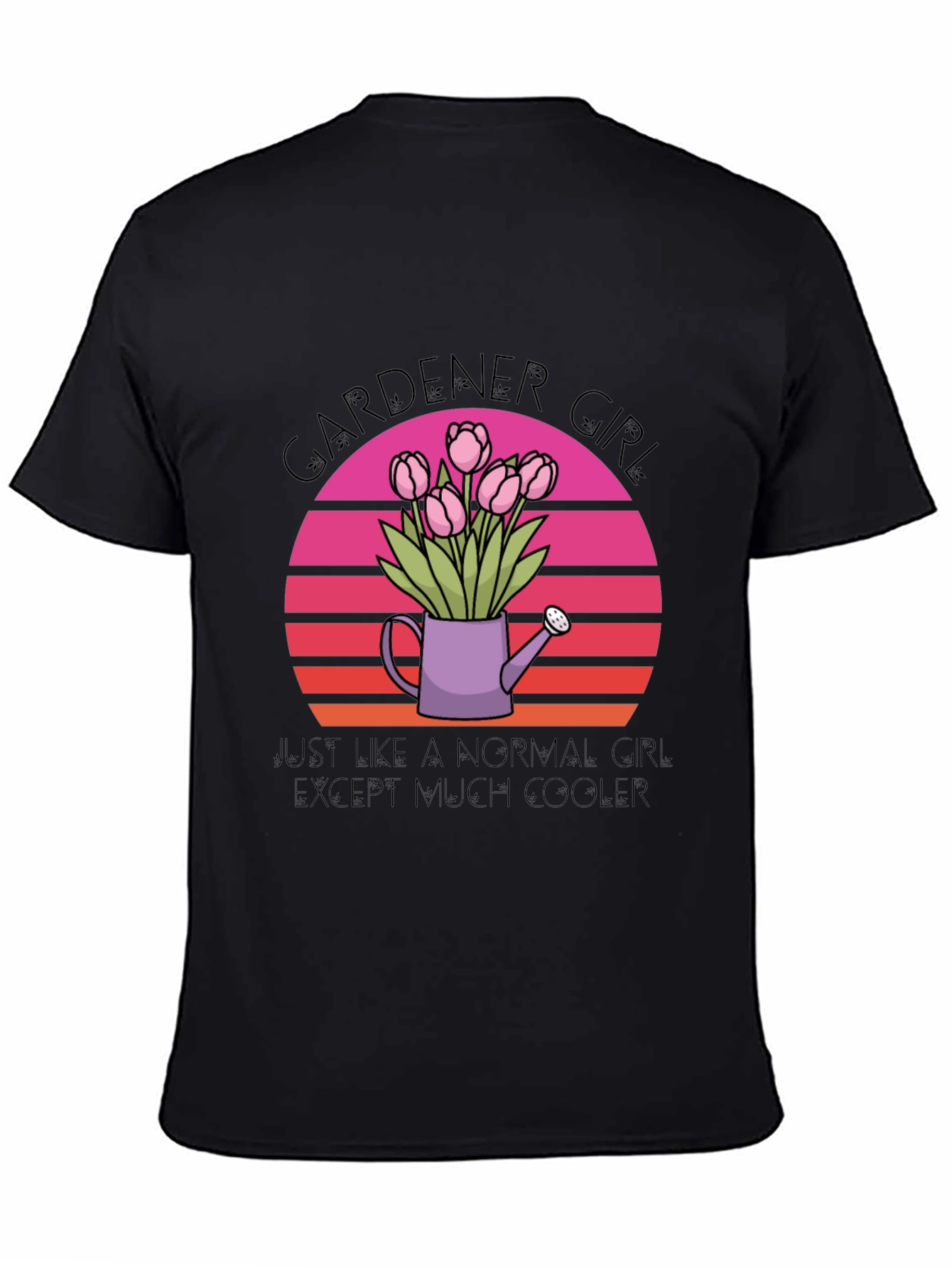 Gardener Girl T-Shirt - Floral Sunset Design
