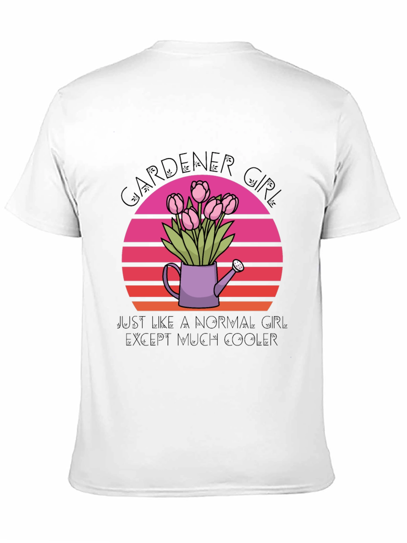 Gardener Girl T-Shirt - Floral Sunset Design