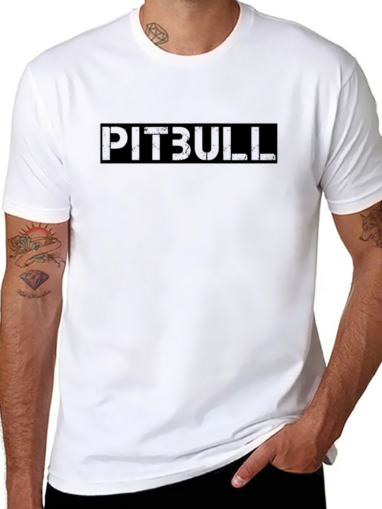 Mens Black PITBULL Graphic T-Shirt